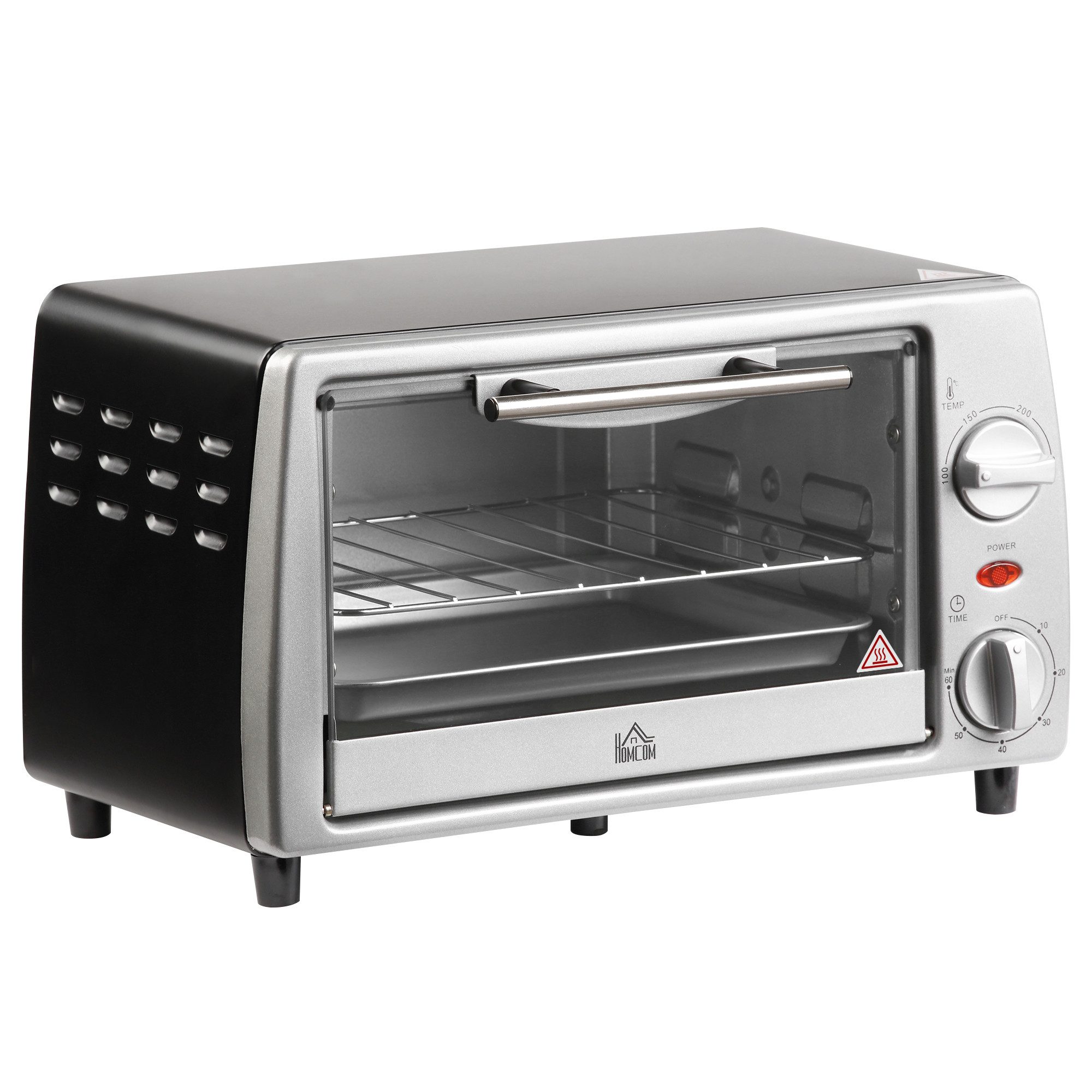autolock Minibackofen Elektrobackofen 10L Einstellbare Temperatur 100–230 °C & 60-Min.-Timer, Mit Grillrost und Backplatte, 750W, 36,5x26x22cm für Küchen