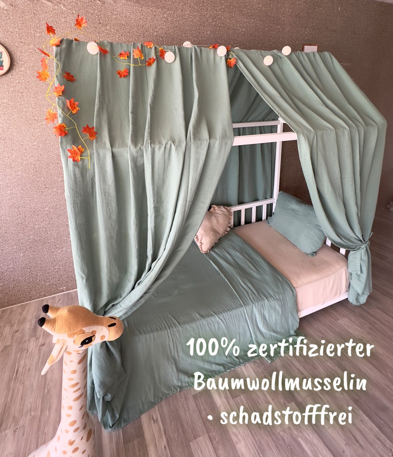 Baby Fancyroom Betthimmel Betthimmel khaki Musselin Hausbett Kinderbett 320 günstig online kaufen