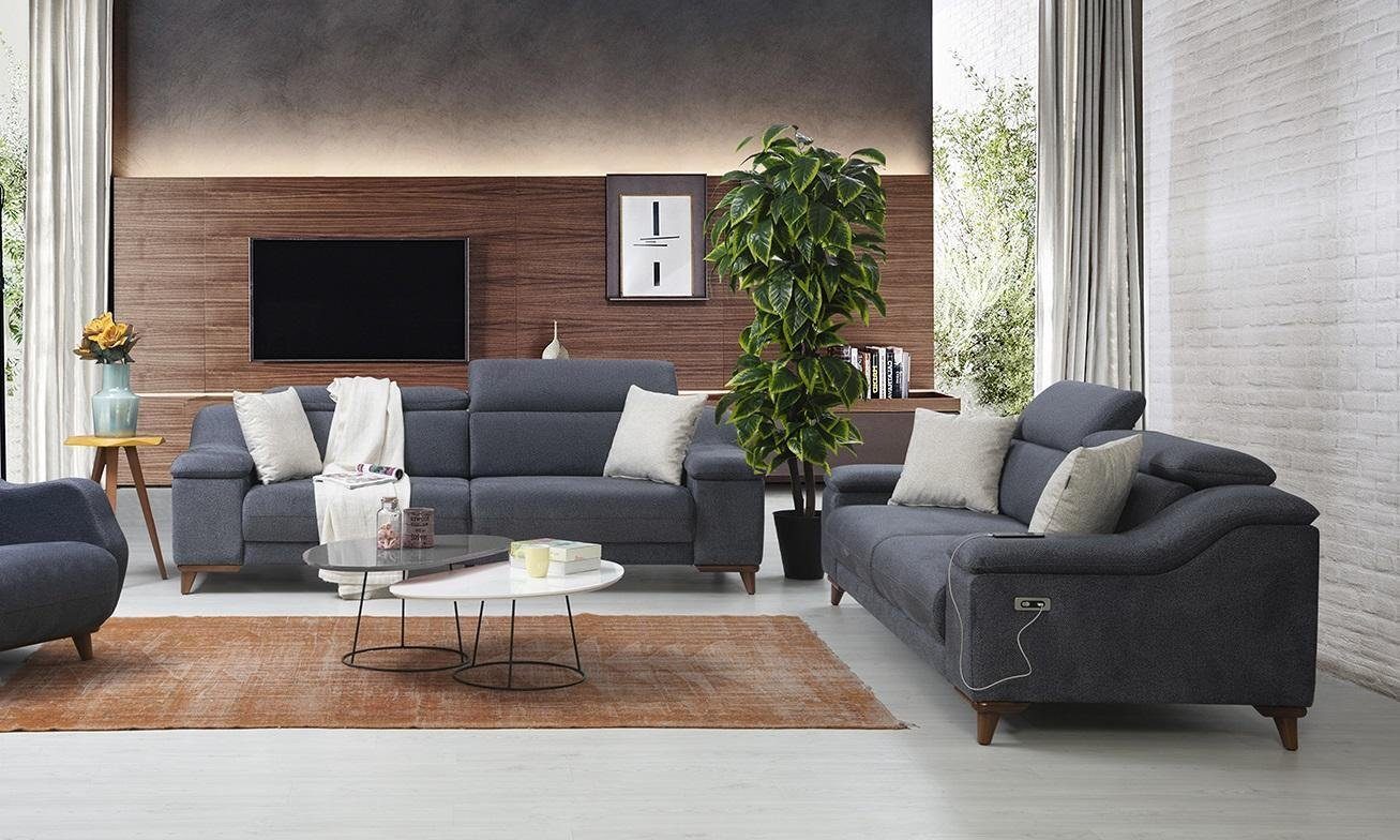 Polster Teile, 2 Modernes Möbel, Design Couch Europa Made Neu Wohnzimmer Textil JVmoebel Set Sofa in