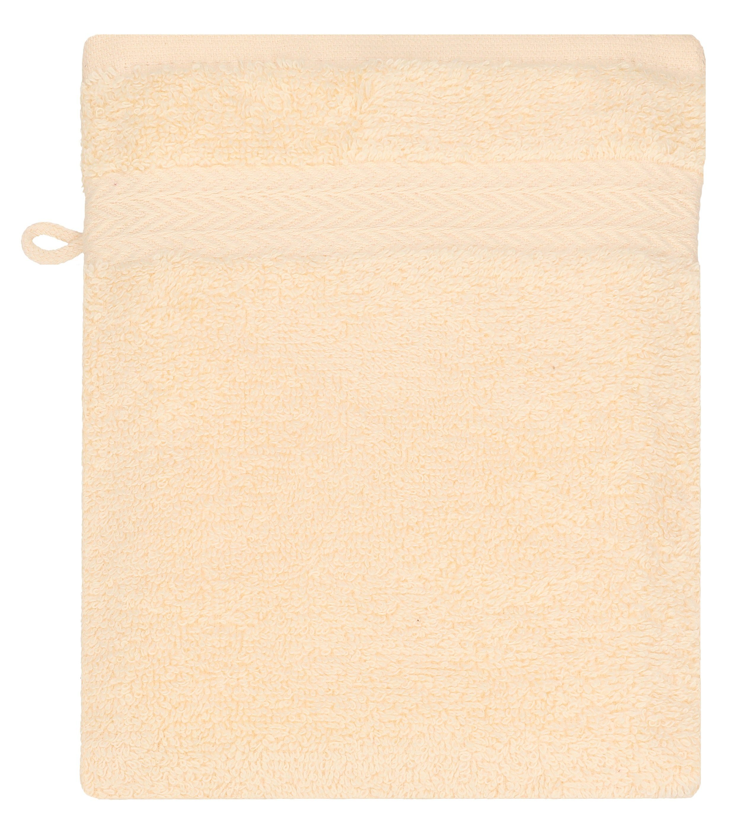 Betz Waschhandschuh 10 Baumwolle cm und 100% Stück Waschlappen Waschhandschuhe Premium 16x21 Set beige nussbraun Farbe