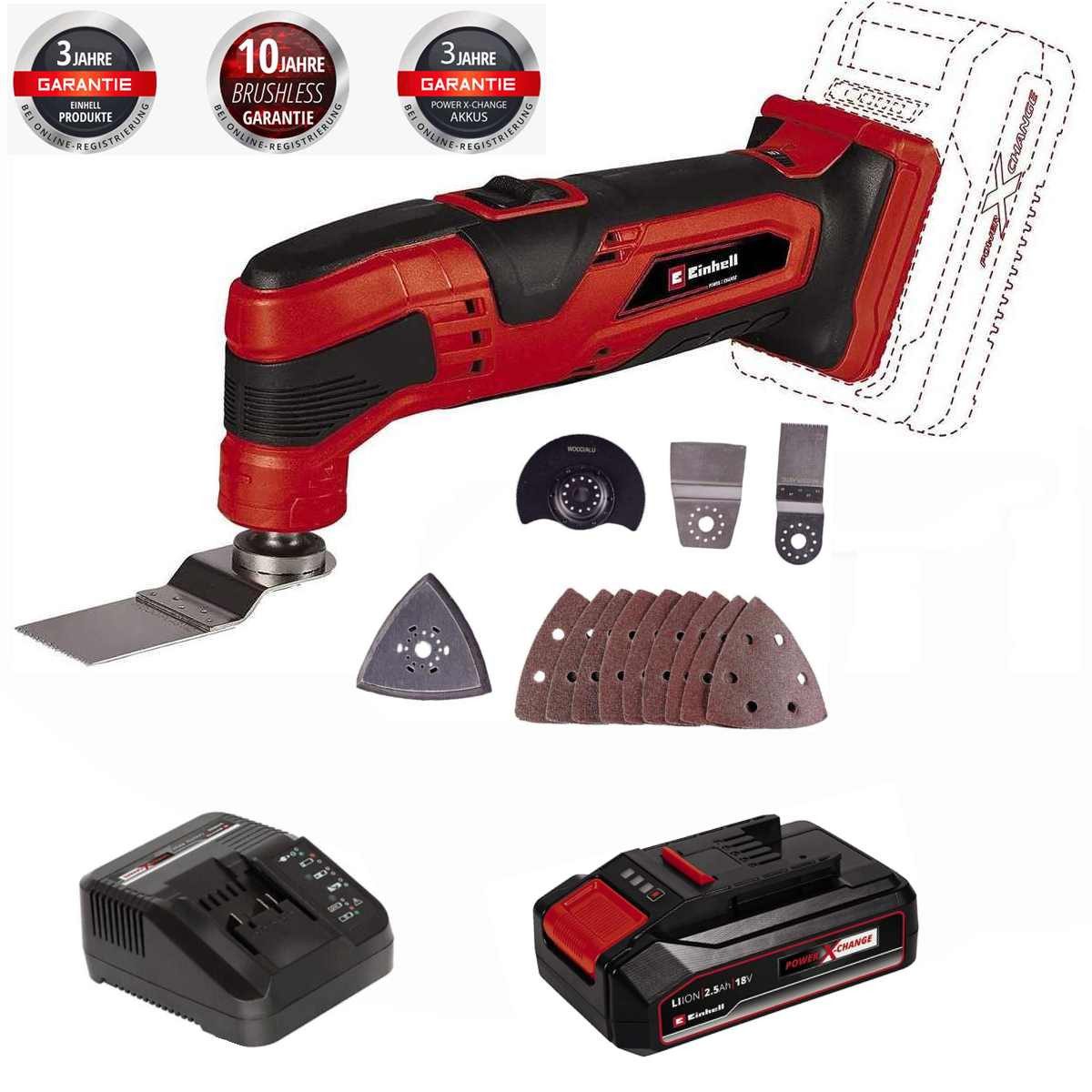 Einhell Akku-Multifunktionswerkzeug Akku-Multifunktionswerkzeug TC-MG 18 Li 18V Akku 2.5 Ah, Ladegerät