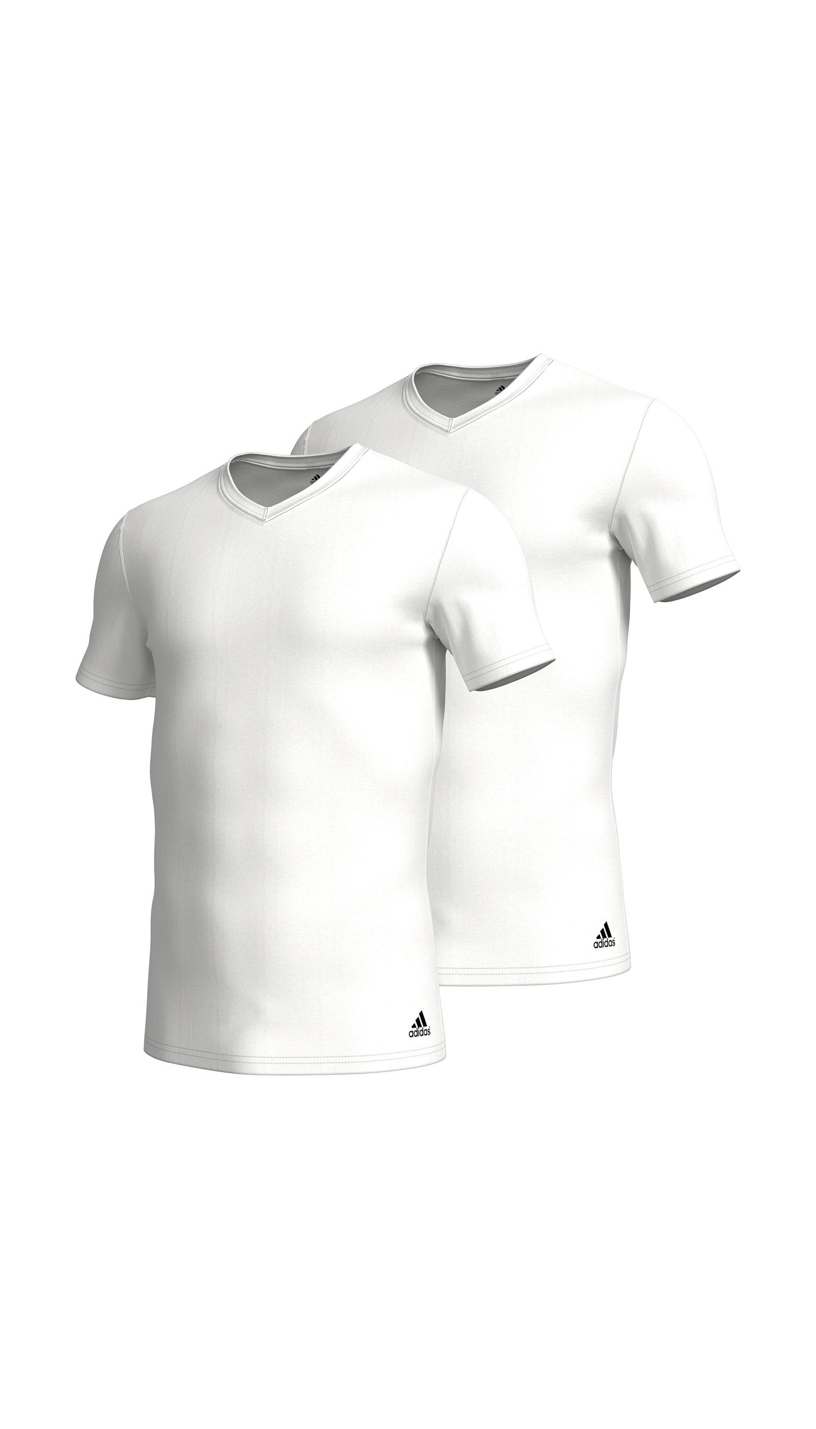 adidas Sportswear T-Shirt Active Flex Cotton (2er-Pack) V-Ausschnitt, Kurzarm, Single Jersey-Qualität, Slim Fit