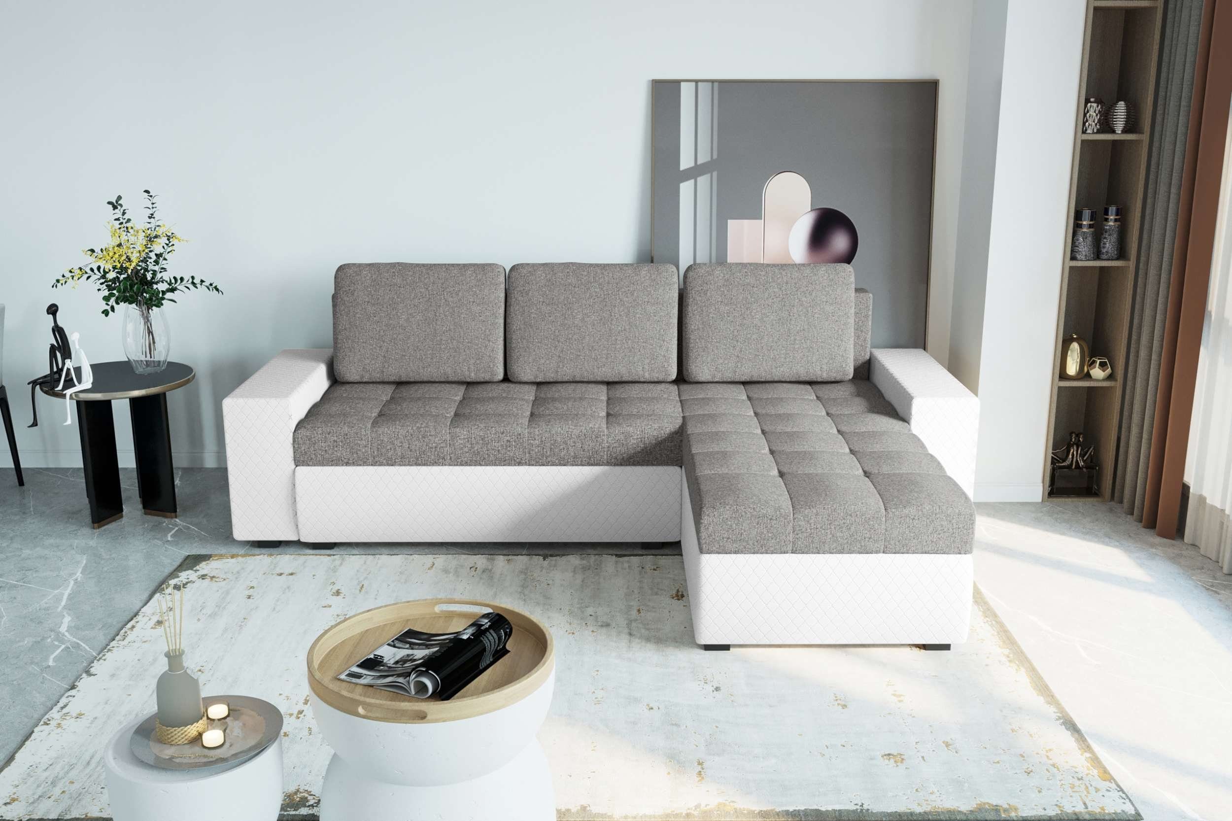 Stylefy Ecksofa Miranda, mit Sitzkomfort, Sofa, Eckcouch, Bettkasten, Bettfunktion, mit Modern Design L-Form