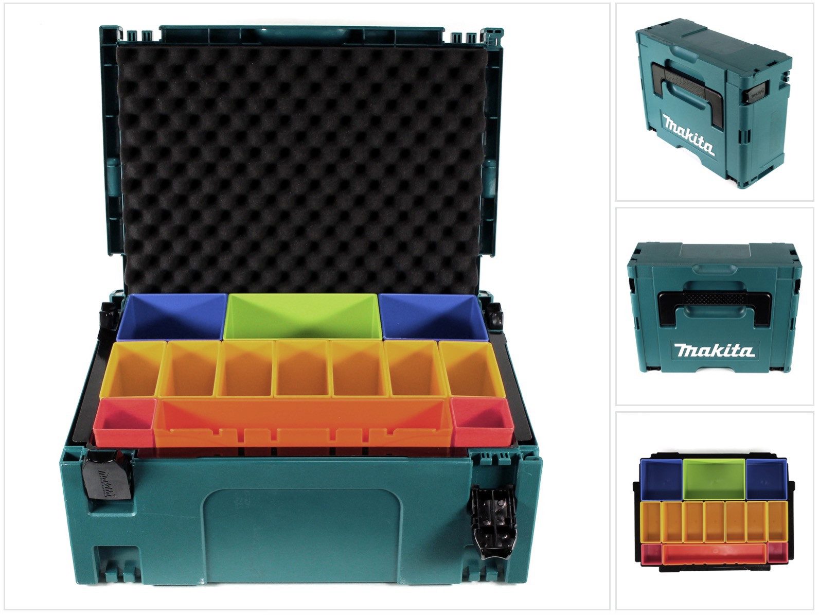 Makita Werkzeugkoffer MAKPAC 2 Systemkoffer + Boxeneinsatz mit farbigen Boxen P-83652