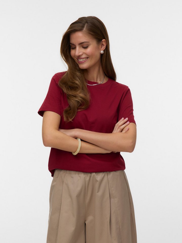 Vero Moda Kurzarmshirt VMPAULINA SS T-SHIRT GA JRS NOOS Baumwolle, regular fit