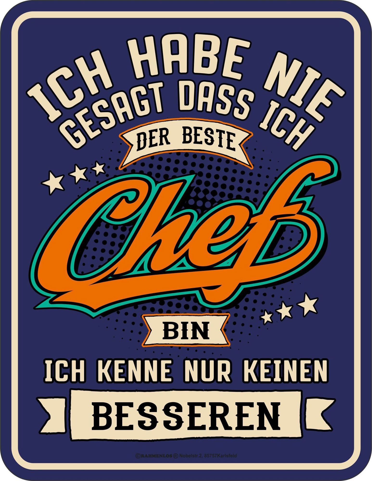Metallschild Chef - Fun-Schilder - Der Beste