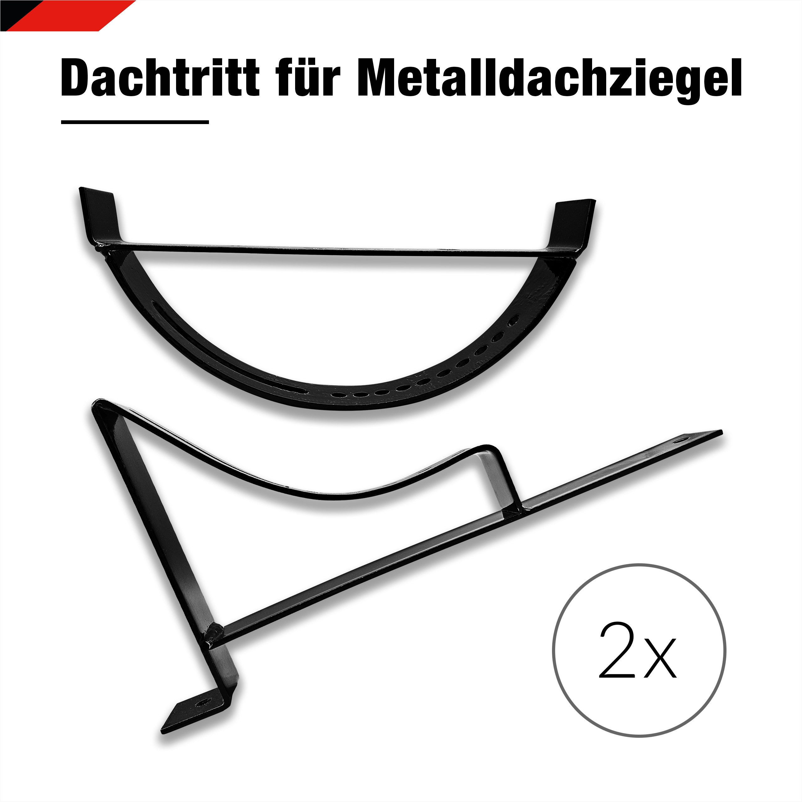 BRAVO Gitterroststufe, Dachtritt 40cm für Metalldachziegel 350/35mm, Schornsteinfegertritt, für Metalldachziegel: gängige Module 350/35 mm, (Set), EN 516 zertifiziert, Stahl verzinkt & pulverbeschichtet