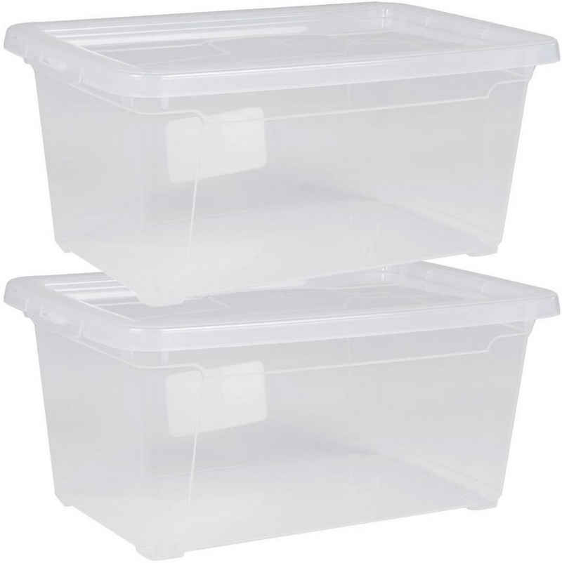 ONDIS24 Aufbewahrungsbox »Aufbewahrungsbox Schuhbox Utensilienbox Nähbox Lagerbox Allzweckbox Easy XS mit Deckel, stapelbar, nestbar« (2 St)