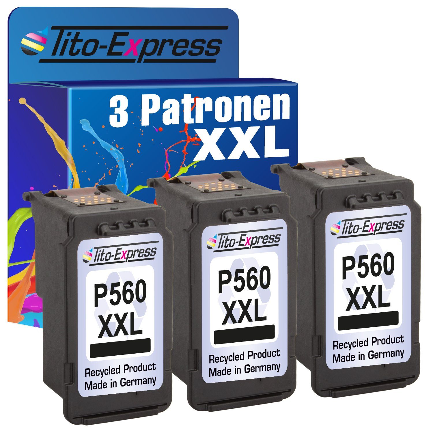 Tito-Express 3er Set ersetzt Canon PG-560 PG 560 PG560 XL Black Tintenpatrone (für TS7450 TS5351 TS5352 TS7450 TS5353 TS-5351a TS-5352a TS-5353a)