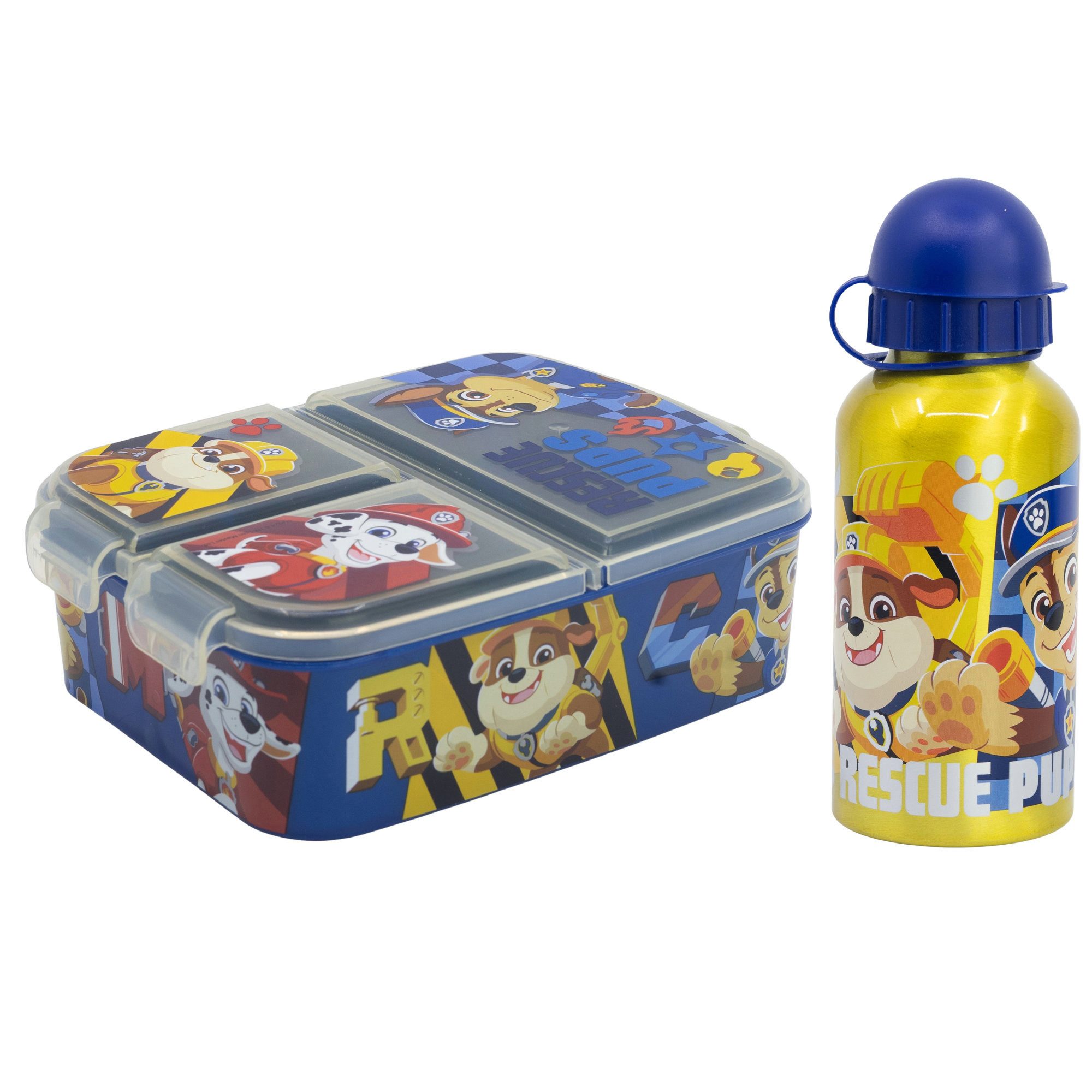 PAW PATROL Lunchbox Paw Patrol Chase 2 tlg Kinder Set Brotdose Alu Trinkflasche 400 ml, (Spar-Set, 2-tlg., Spar-Set)