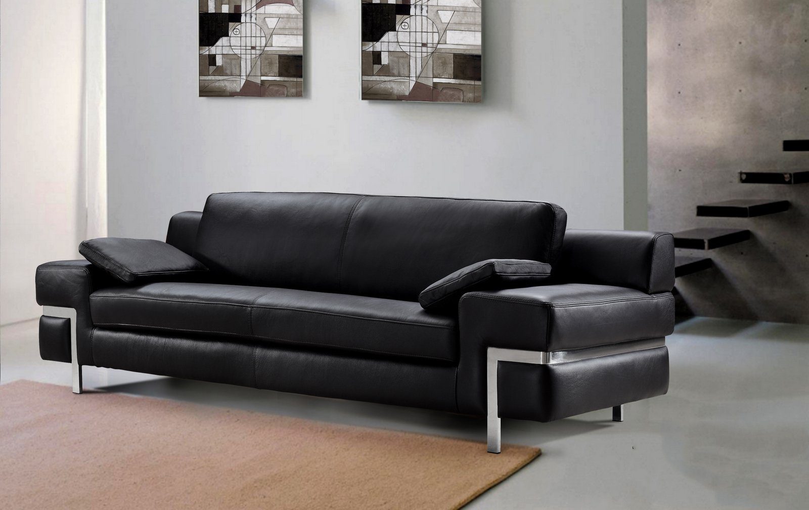 Salottini 3-Sitzer Designer 3er Sofa Bormio XL 3-Sitzer Leder Couch, Edelstahl