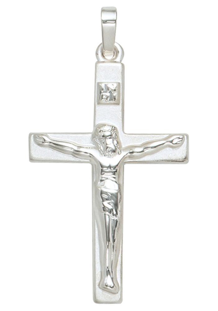 JOBO Kreuzanhänger Anhänger Kreuz, 925 Silber, Höhe ca. 31,2 mm, Breite ca.  19,1 mm, Tiefe ca. 2,7 mm | Kettenanhänger