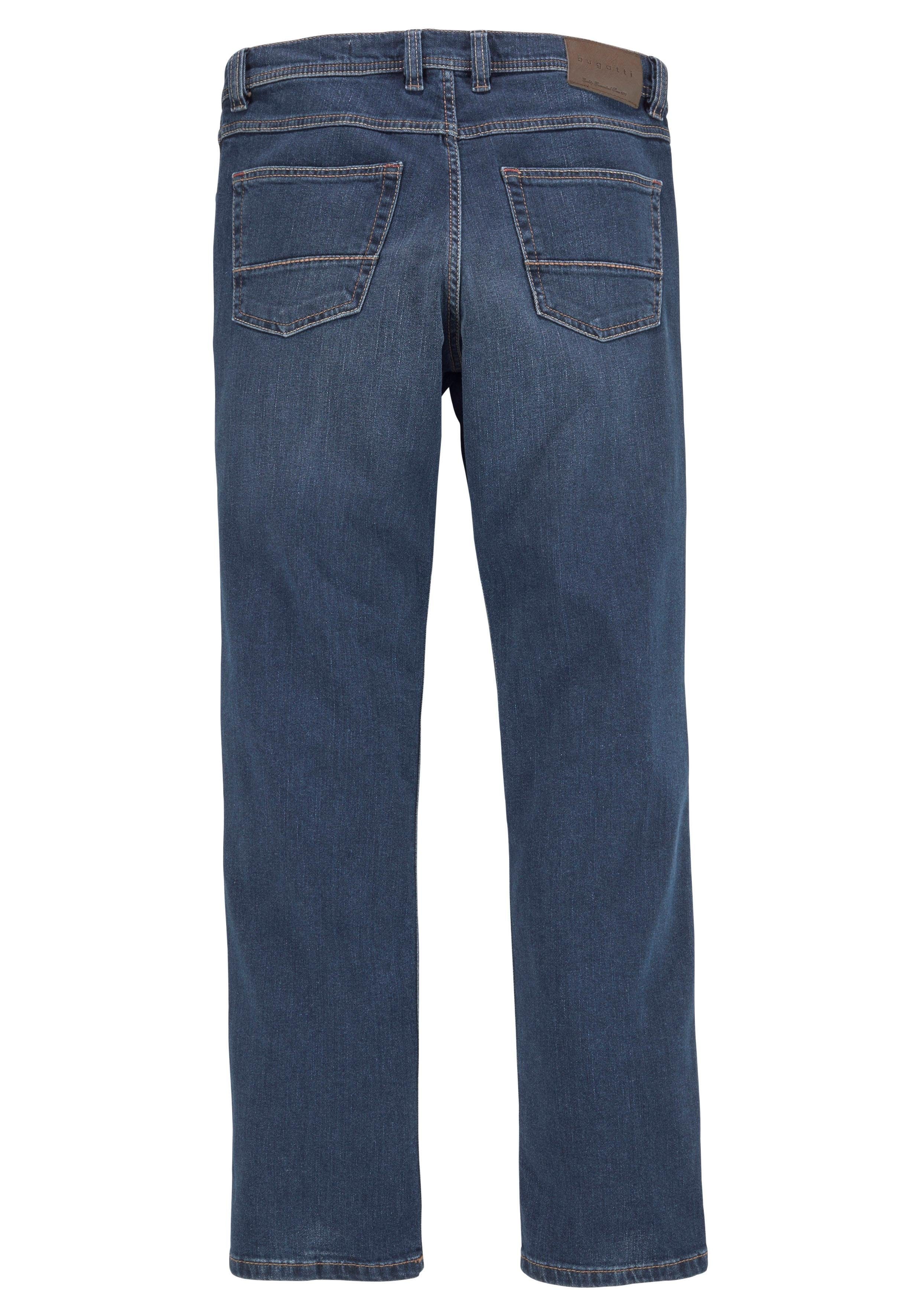 Regular-fit, bugatti Regular-fit-Jeans denim 2farbige Kontrastnähte
