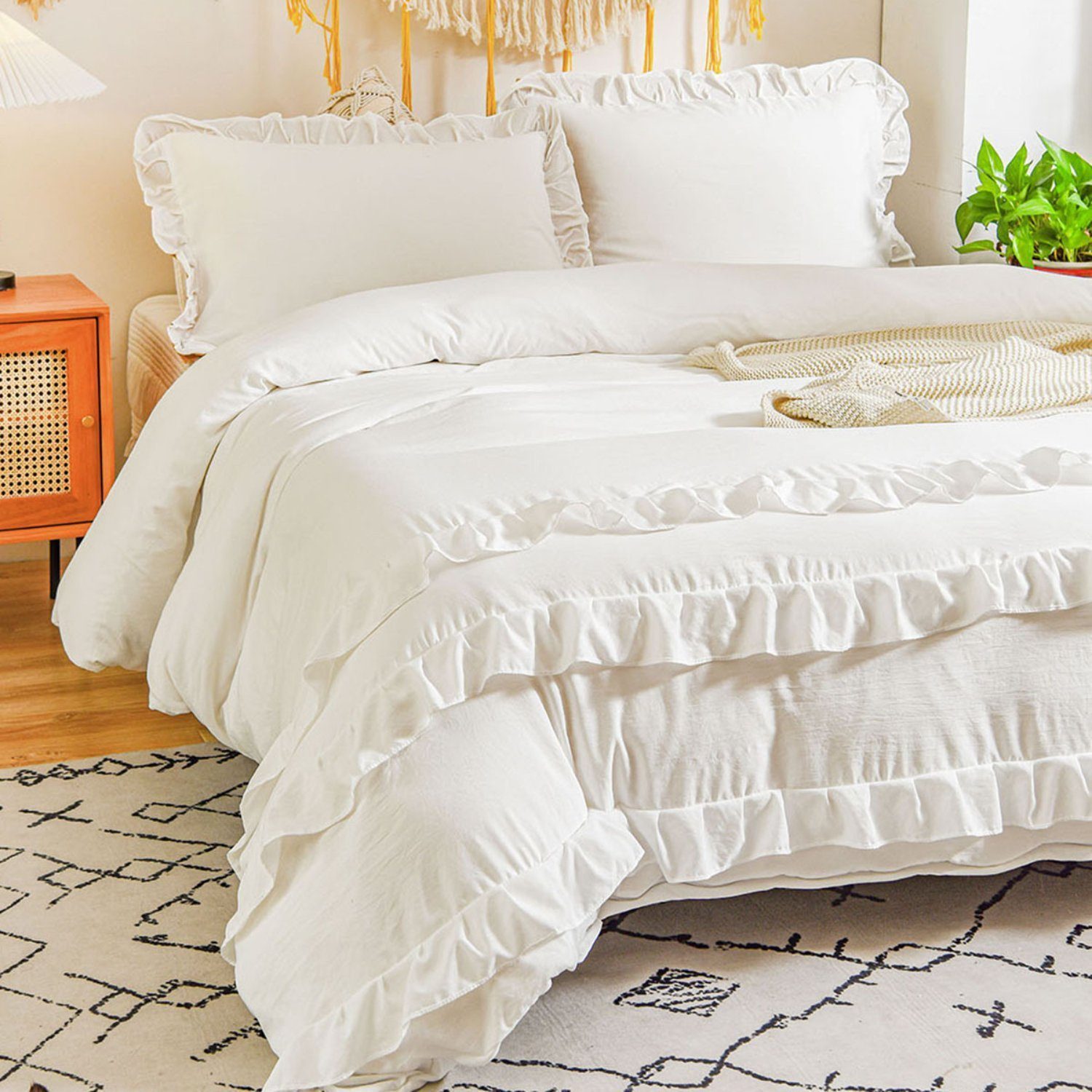 BYSURE Bettwäsche, Polyester, 3 teilig, Unifarben, Bettbezugsset günstig online kaufen