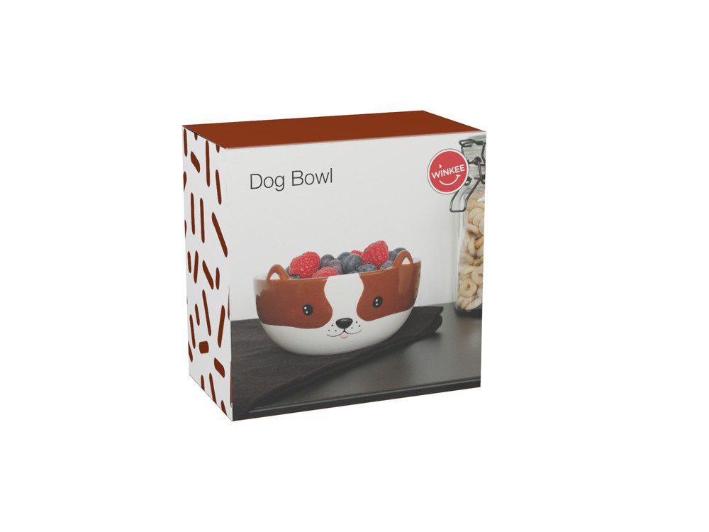 Winkee Müslischale Hund, Keramik, (handbemalt), ca. Ø 13 x 6 cm, Schälchen für Müsli und Snacks