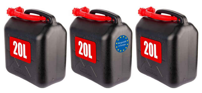BigDean Benzinkanister 3x Kraftstoffkanister 20L Benzin & Diesel UN-Zulassung