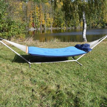 HOPLO Stabhängematte Kingsize Stabhängematte hellblau/dunkelblau - gesteppt Olefin, Wetterfestes Material