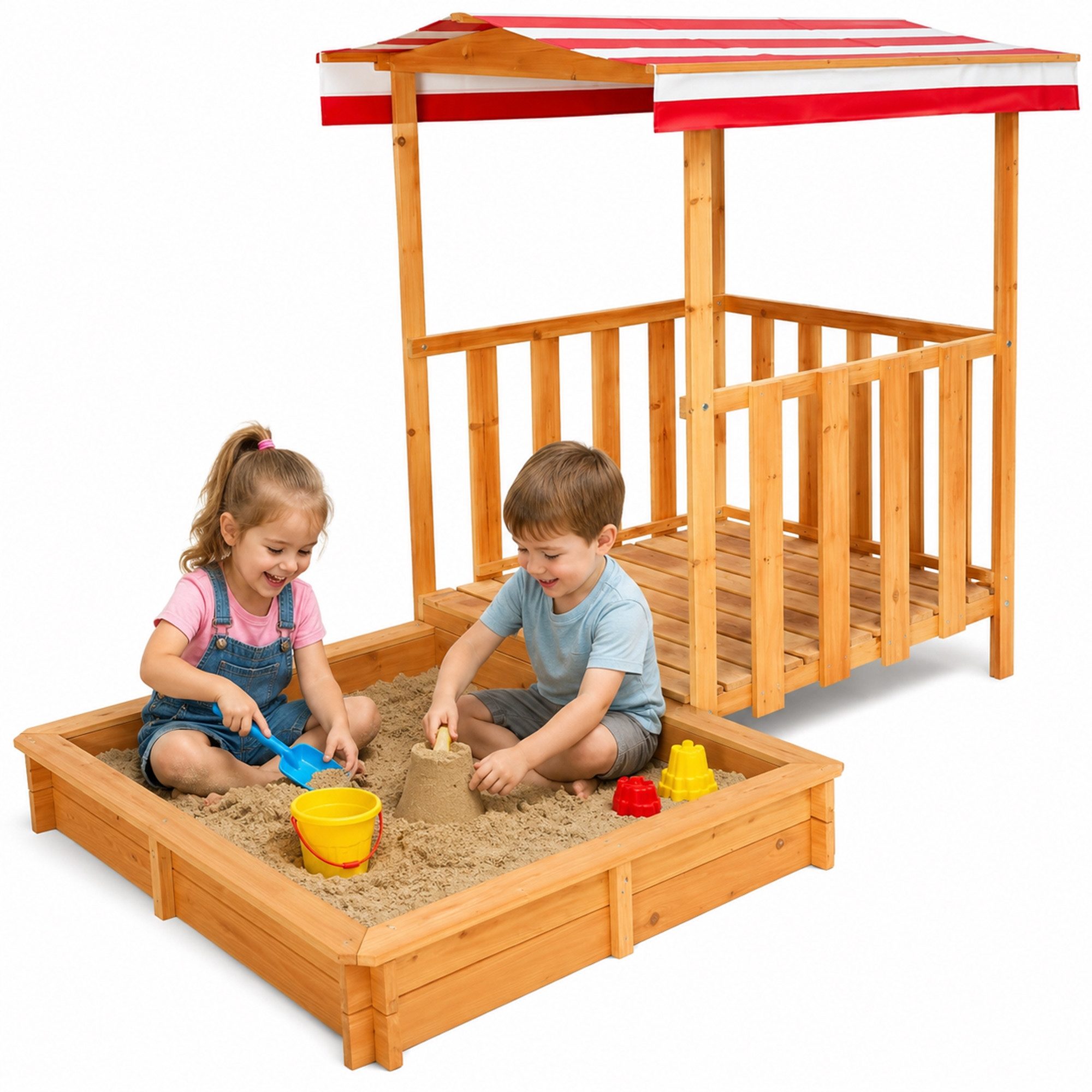 Mucola Sandkasten Sandkasten Sandkiste Holz Dach Sandbox Plane Kinder Spielhaus Sitzbank, (Stück, Sandkasten), Bereits imprägniert (biologisch unbedenklich)