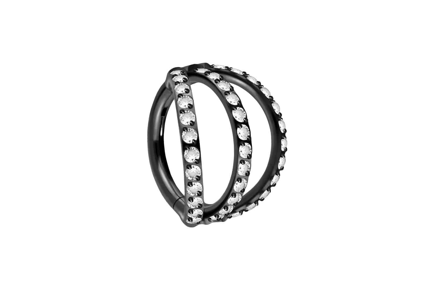 Nasenpiercing Titan Segmentring Clicker 3 RINGE + EINGEFASSTE KRISTALLE Ohrpiercing