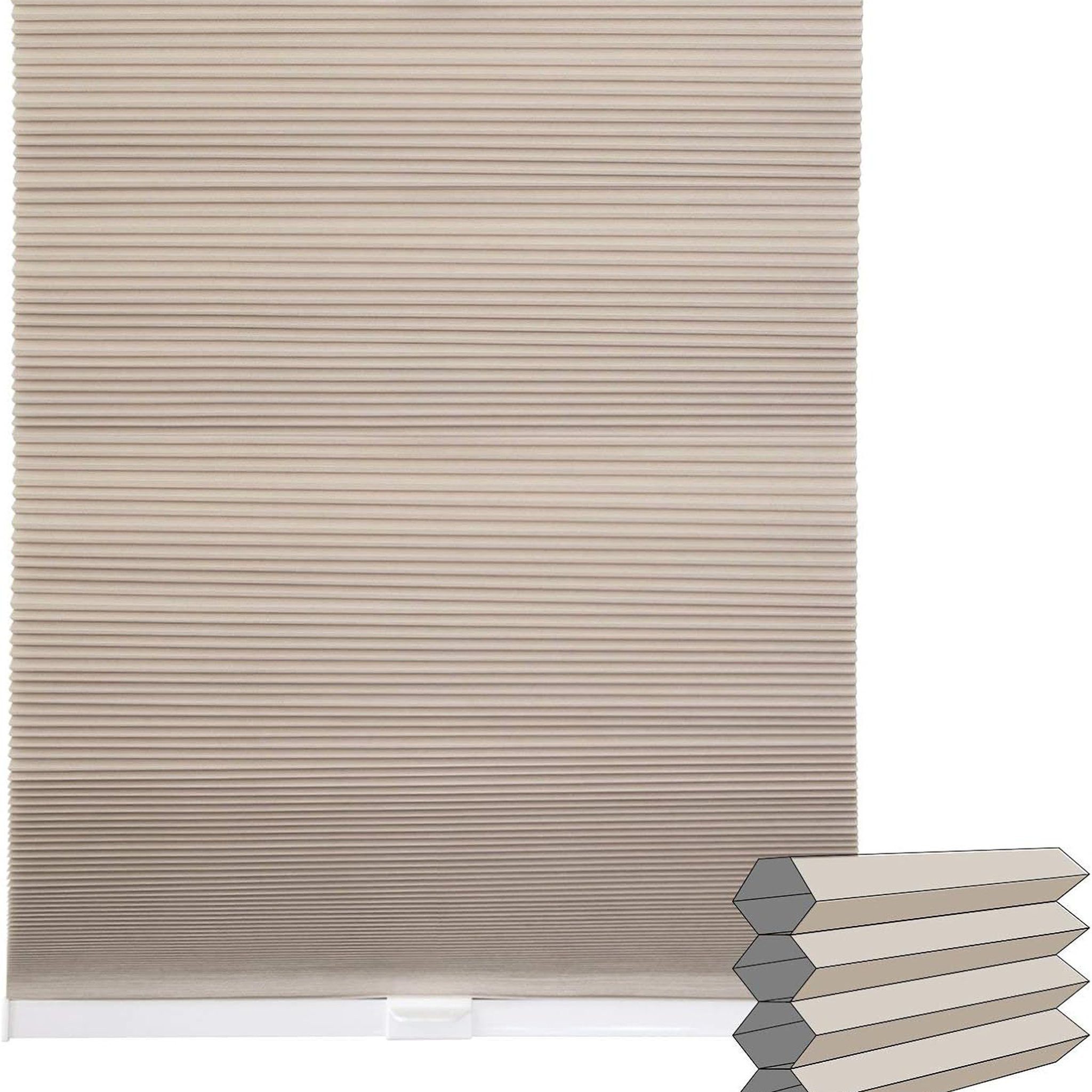 Victoria M. Wabenplissee Verdunkelnd 120x130cm beige Blackout, verdunkelnd, mit Bohren, verspannt, verschraubt, innenliegende Seile, Wabenstruktur