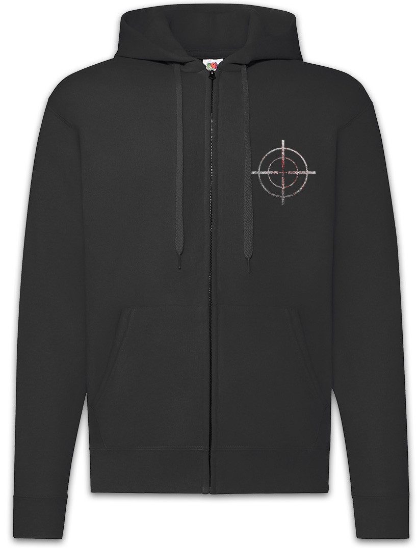 Sweatjacke Bloody Crosshairs Sniper Zipper Hoodie Fadenkreuz Scharfschütze Gun
