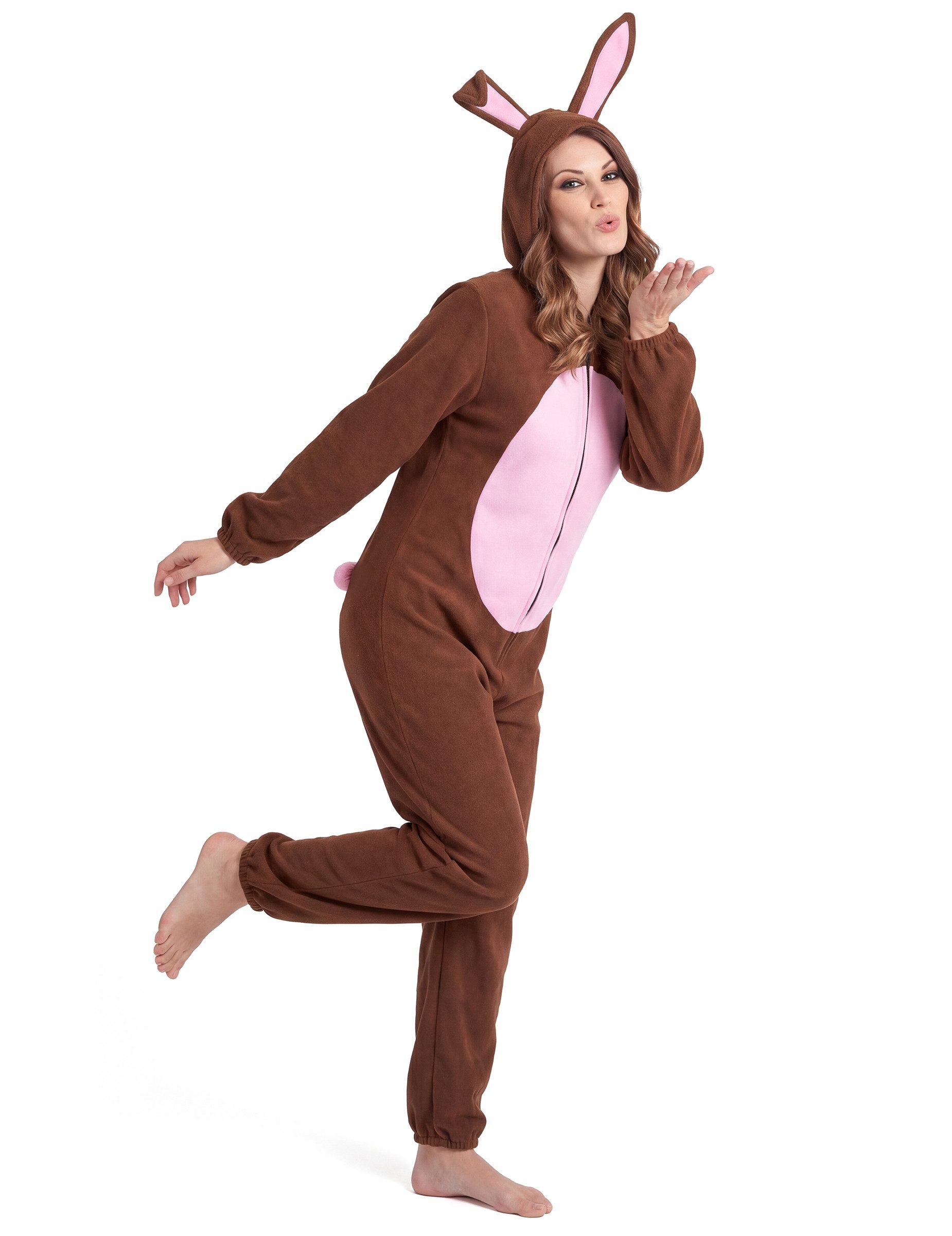 JADEO Kostüm Hasenkostüm Osterkostüm für Damen braun-rosa