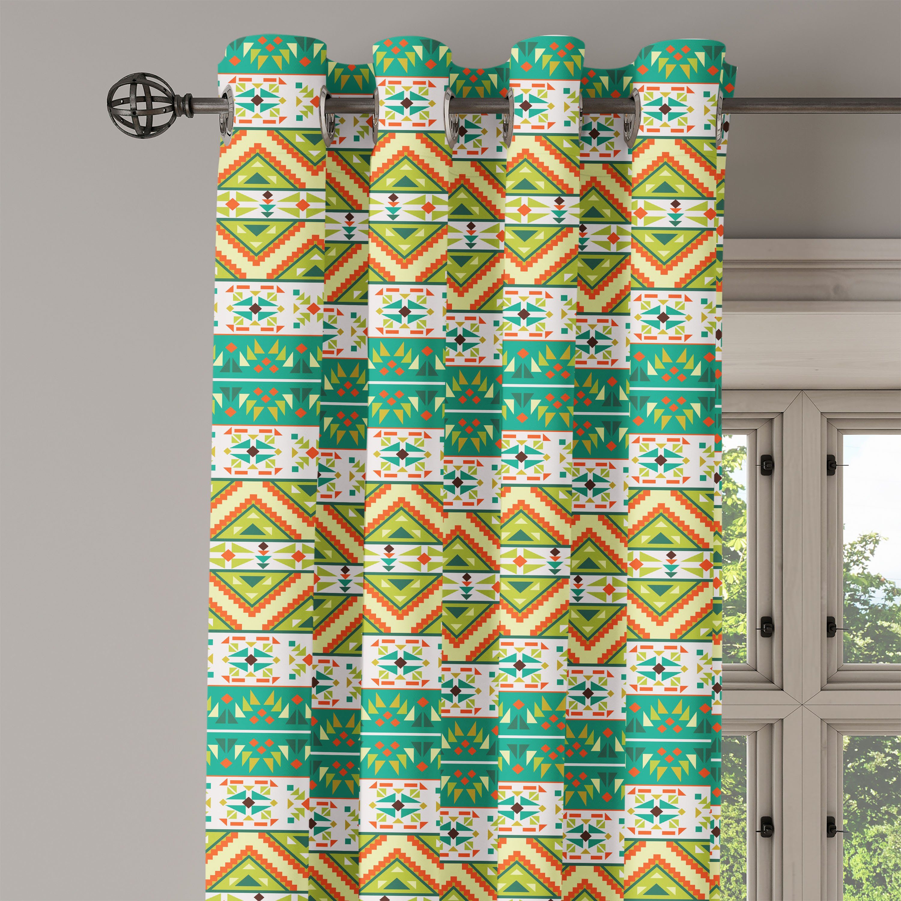 Gardine Dekorative 2-Panel-Fenstervorhänge Abakuhaus, Kunst Bunt Schlafzimmer Wohnzimmer, für