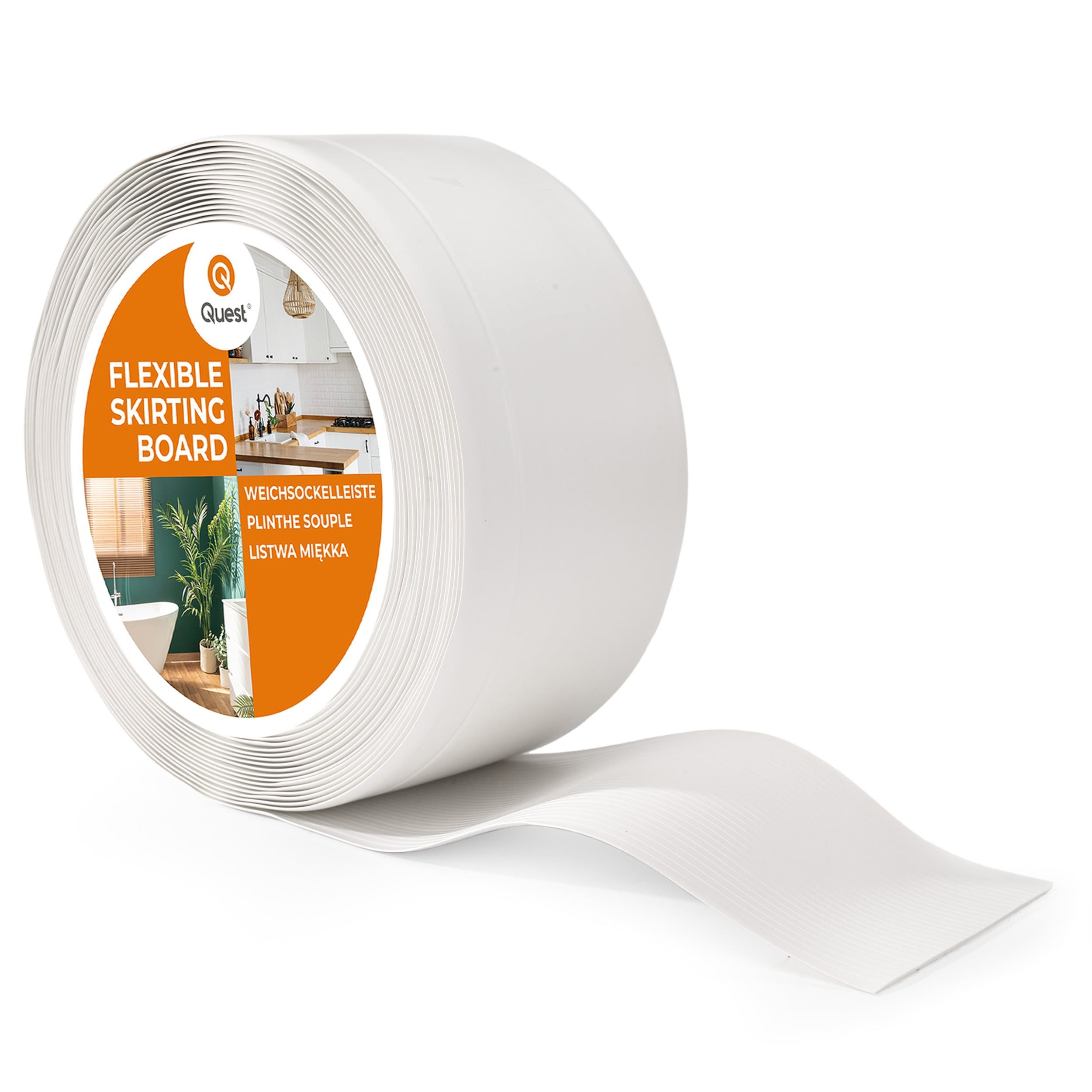 Quest Sockelleiste Weichsockelleiste Knickleiste 100x25 mm, L: 100,00 cm, H: 10,00 cm, Packung, 1-St., wasserfest, UV-beständig, für Küche & Bad