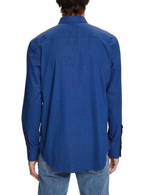 Esprit Langarmhemd Gemustertes Button-Down-Hemd, 100 % Baumwolle