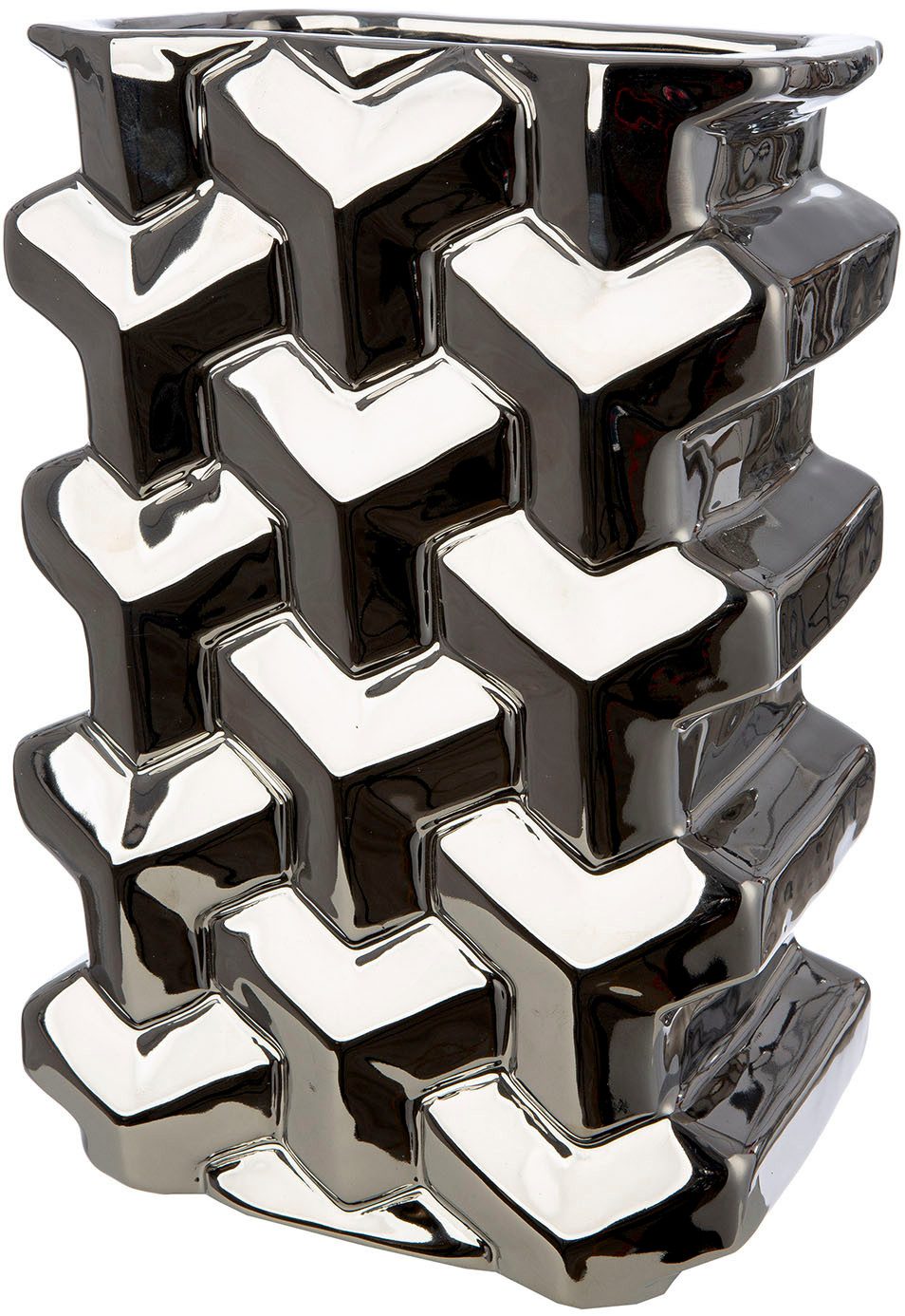 Tischvase Vase rechteckig Apollo silberfarben H. 30 cm