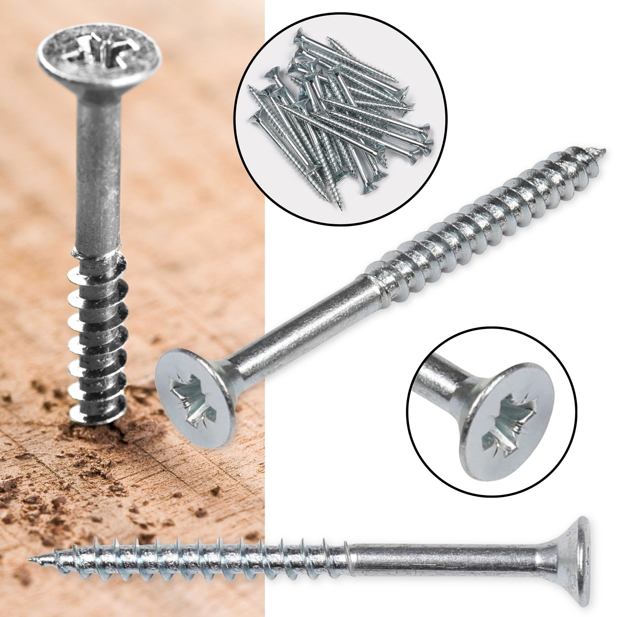 Sarcia.eu Schrauben-Set Senkkopf-Holzschraube mit Teilgewinde 5x80/50 mm, (100 St)