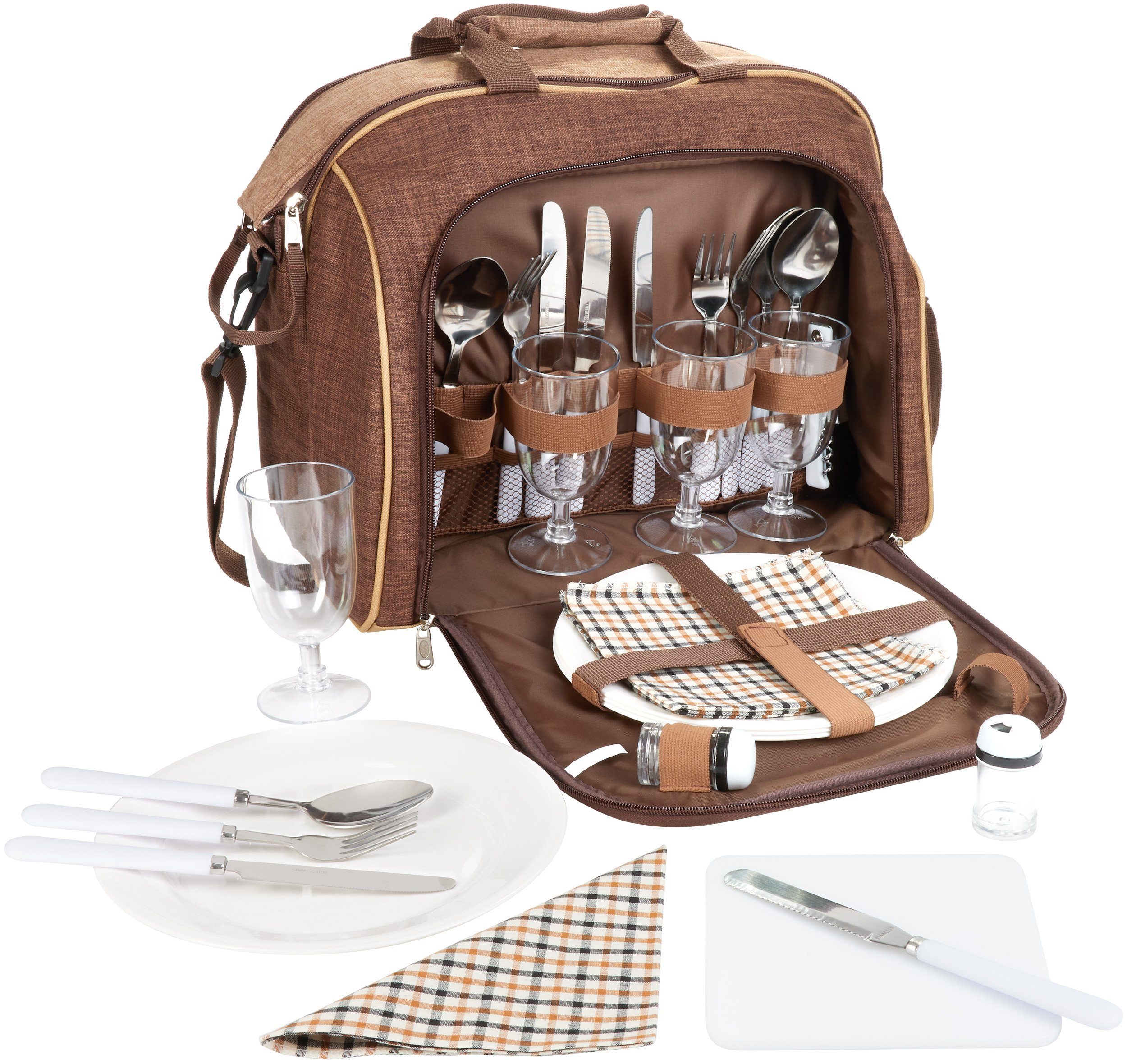 BRUBAKER Freizeittasche Picknick-Set für 4 Personen günstig online kaufen