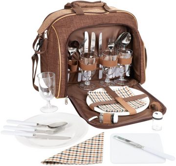 BRUBAKER Freizeittasche Picknick-Set für 4 Personen (30-tlg., isolierende Thermotasche), Picknicktasche mit Kühlfach im Duffelbag