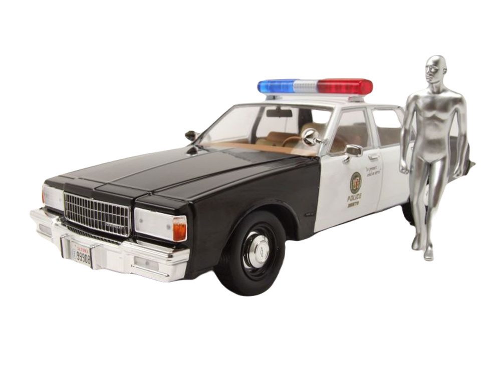 Modellauto Chevrolet Caprice Metropolitan Police 1987 Terminator mit T-1000 Figur