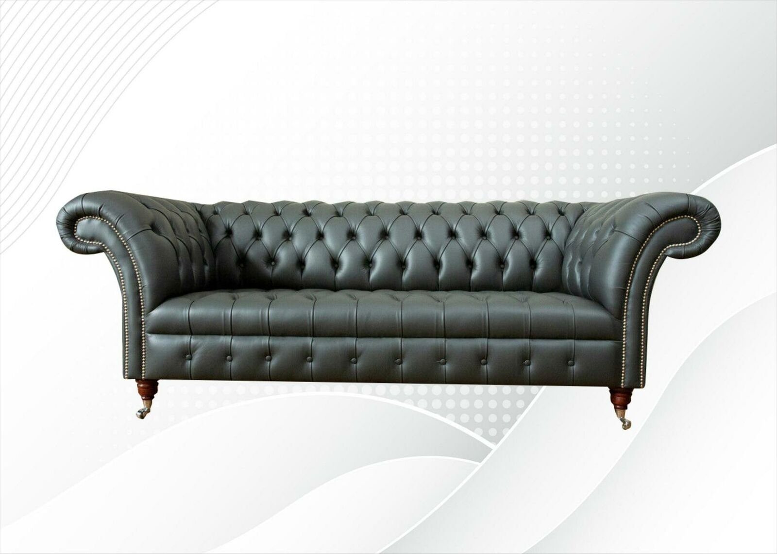 JVmoebel ChesterfieldSofa, Chesterfield Leder Graue couchen Modern