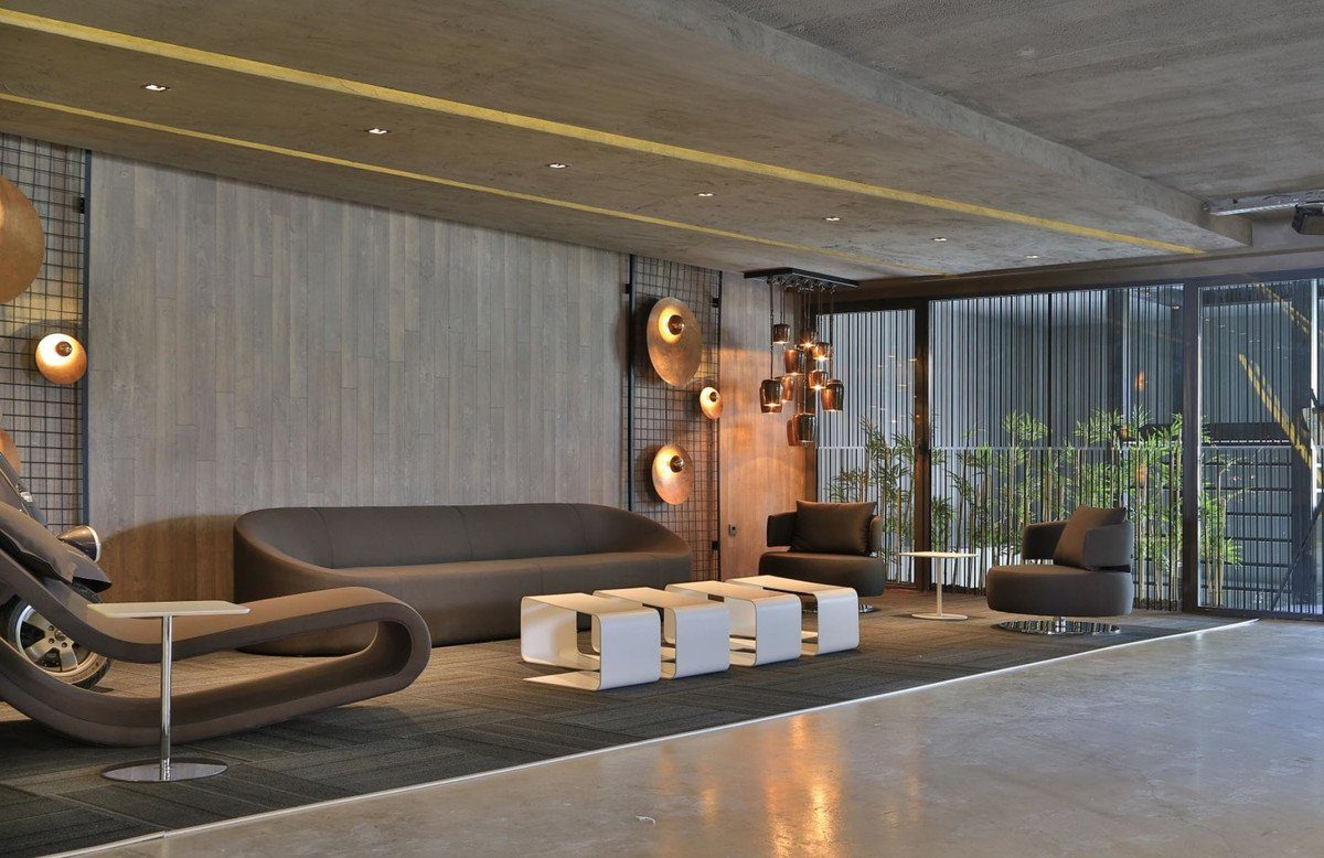 Casa Padrino Sofa Designer Sofa Grau 315 x 82 x H. 70 cm - Wohnzimmer Sofa - Loft Sofa - Hotel Sofa - Lobby Sofa - Luxus Qualität