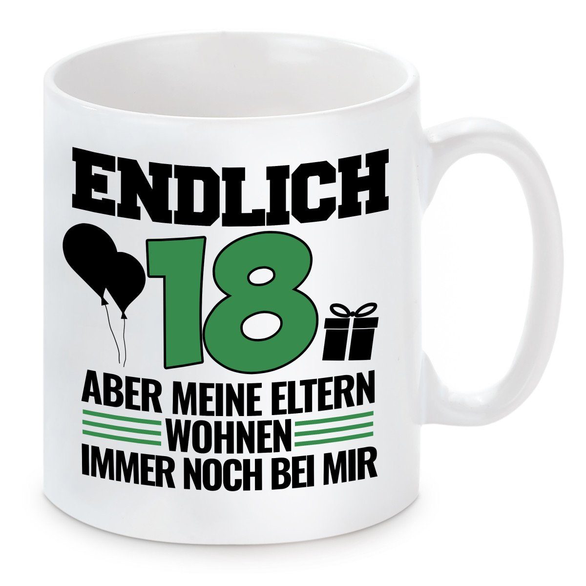 Herzbotschaft Tasse Kaffeebecher mit Motiv, Keramik, Kaffeetasse spülmaschinenfest und mikrowellengeeignet
