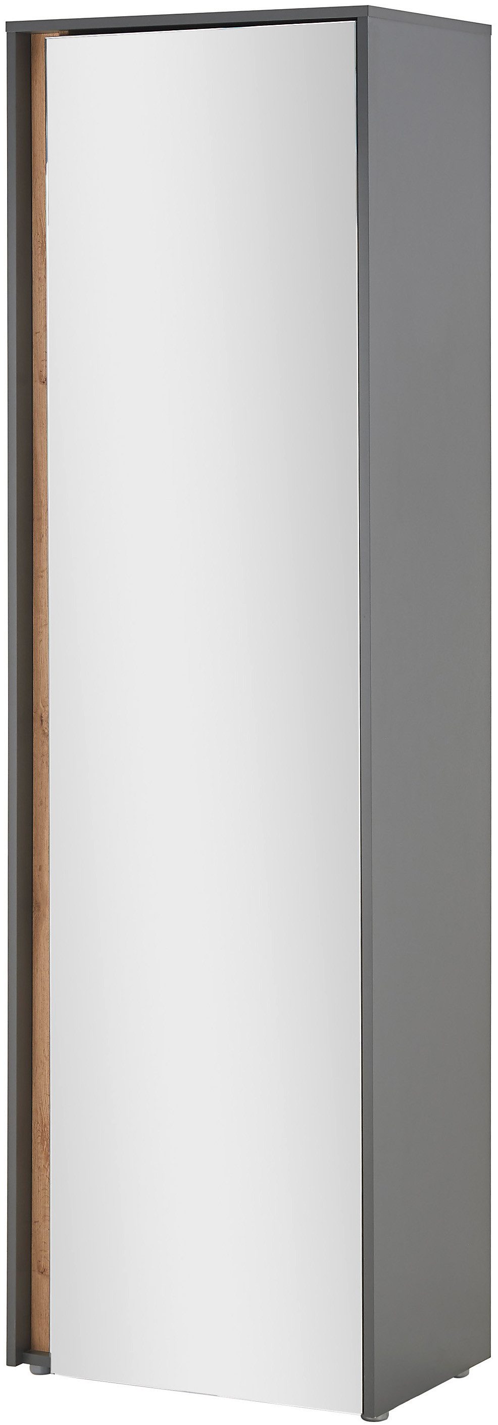 INOSIGN Garderobenschrank GIRON/ CiTY, Schrank in Wotan Eiche, Kleiderschrank mit Stauraum Spiegeltür, Teleskopauszug, Tür beidseitig montierbar, 60 cm breit