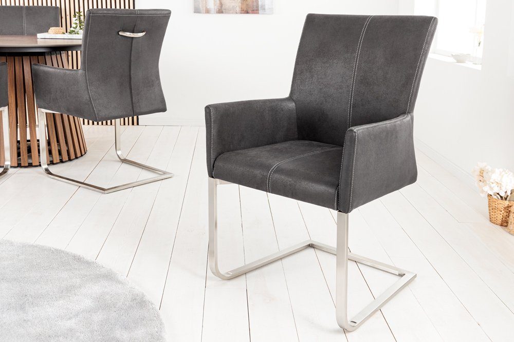 riess-ambiente Freischwinger SAMSON vintage grau / silber (Einzelartikel, 1 günstig online kaufen