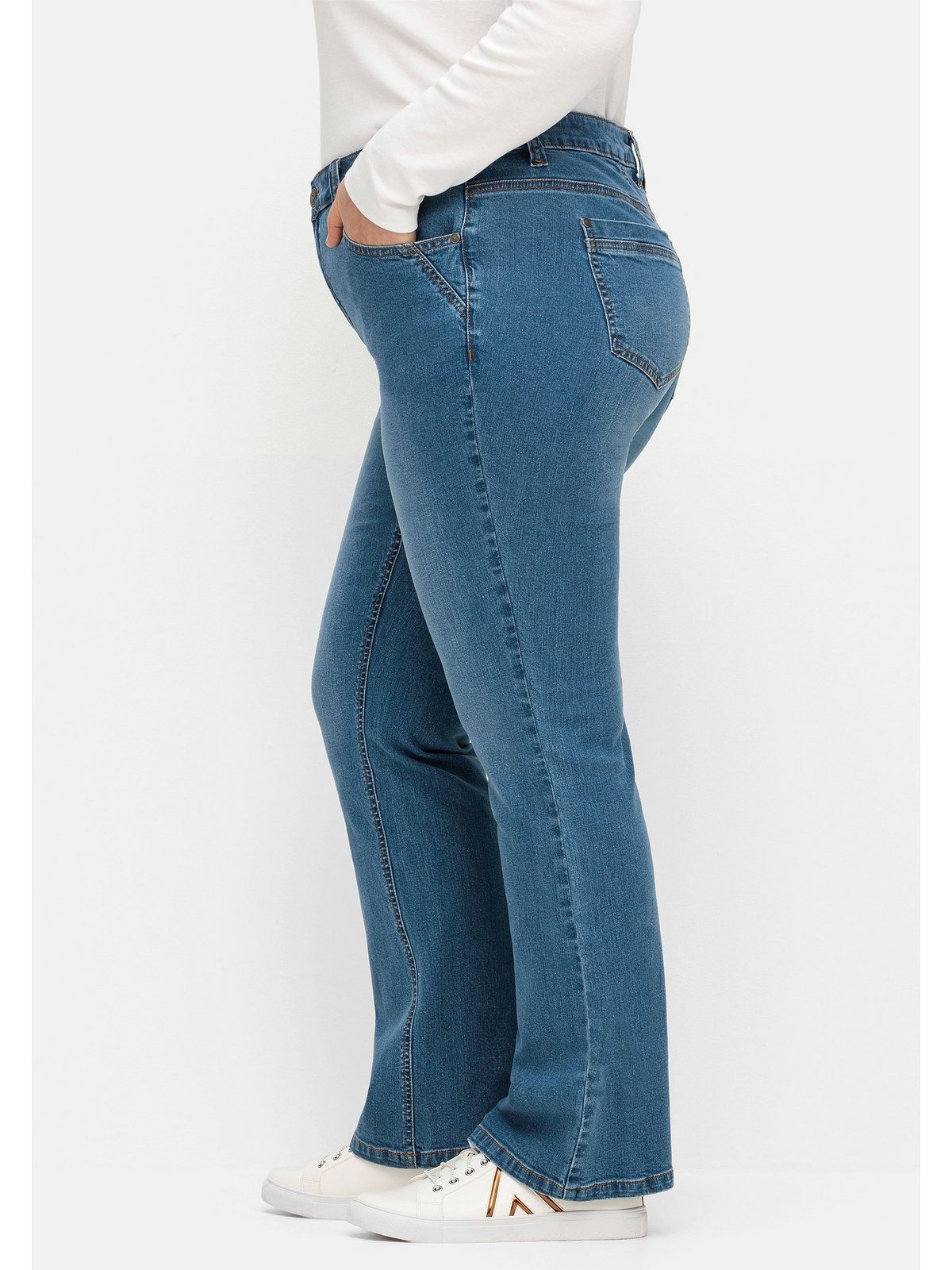 Sheego Bootcut-Jeans Große Größen SUSANNE ideal bei viel Bauch und schmalen Beinen