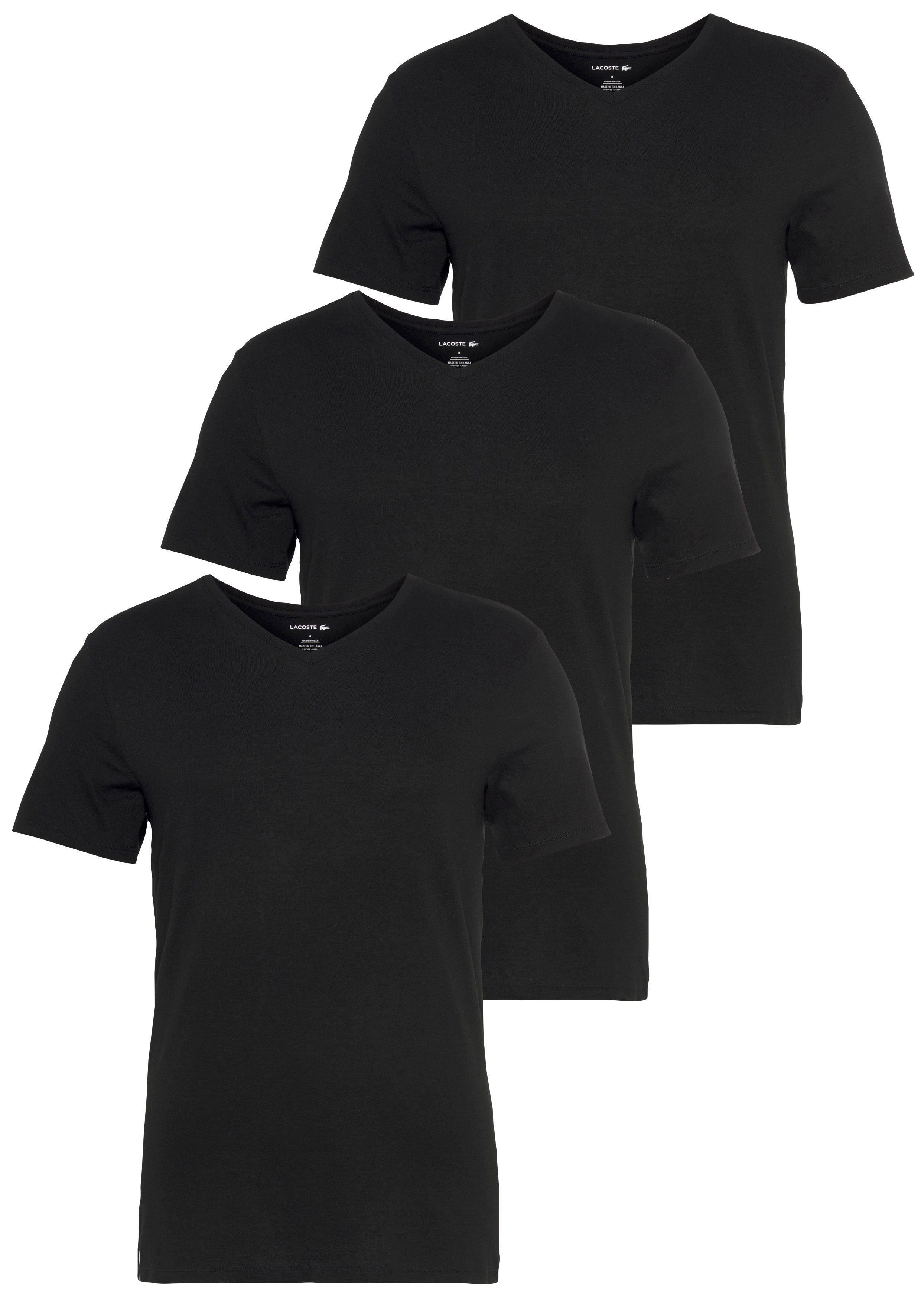 Lacoste V-Shirt (Packung, 3er-Pack) black unifarbenen im Look