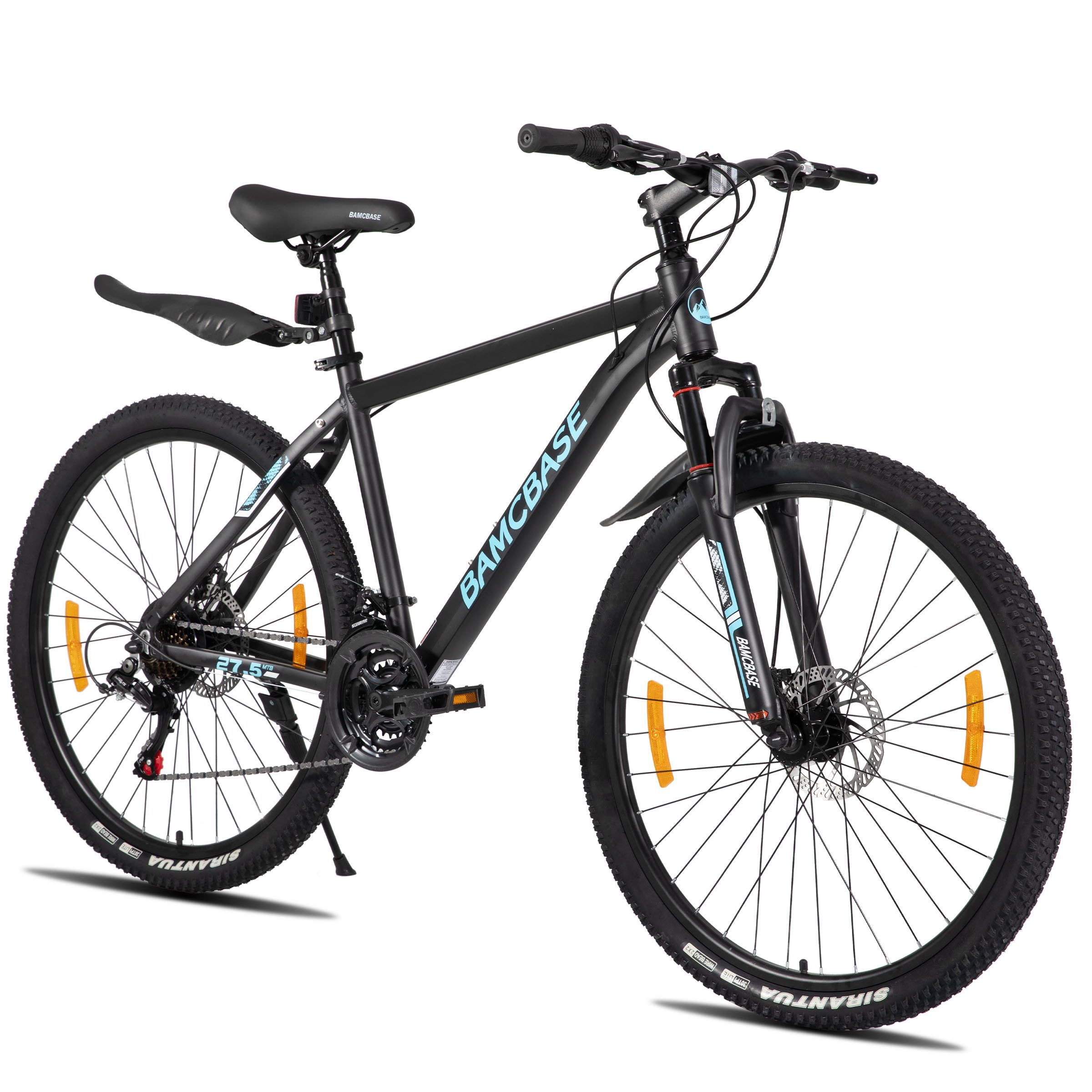 HILAND Mountainbike 26 27,5 Zoll Geländefähiges Fahrrad für Männer und Frauen, Aluminiumrahmen, 21-Gang, mechanischen Scheibenbremsen und Federgabel