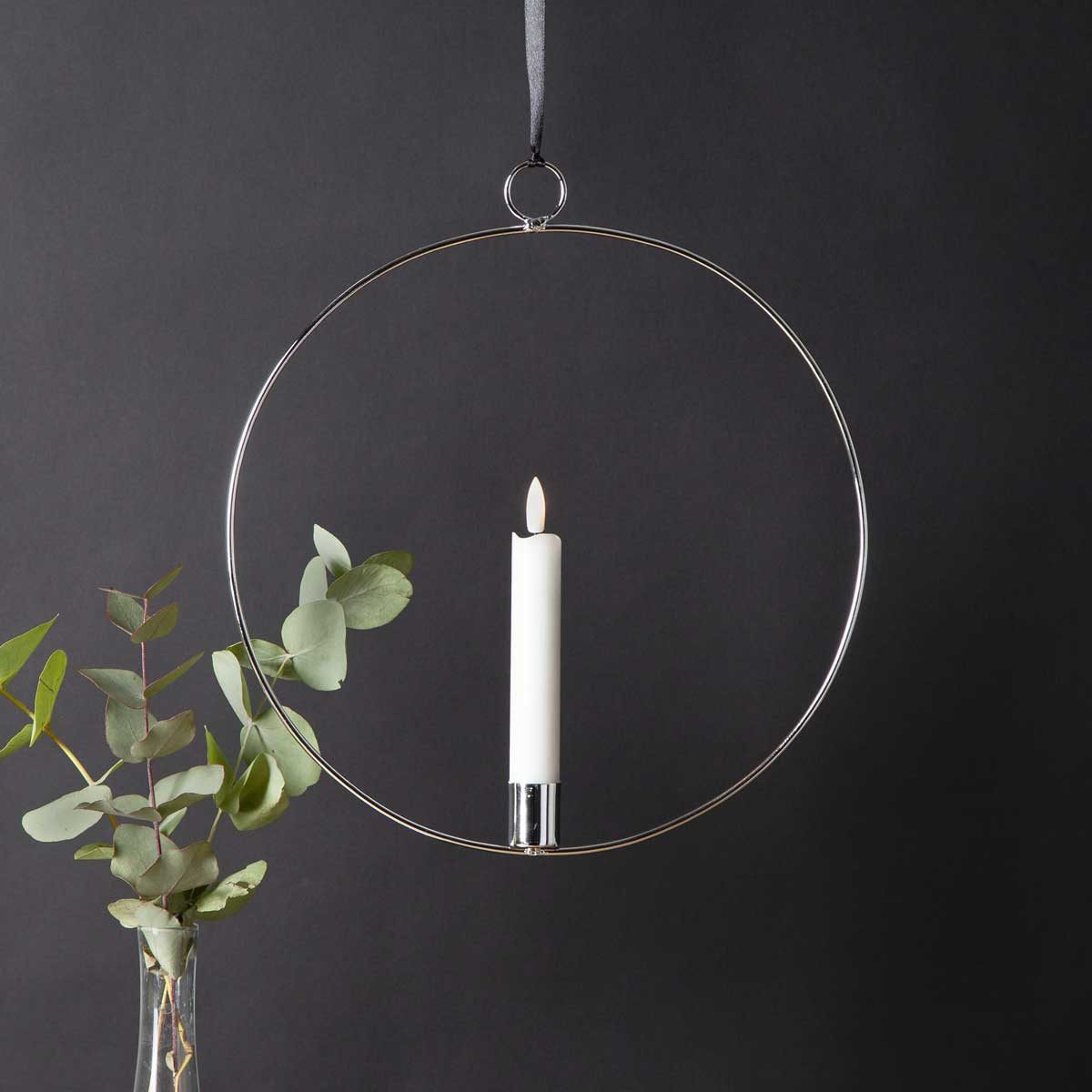 STAR TRADING LED-Leuchtmittel LED-Kerze "Flamme", mit Ring Ø 28cm, Silber, günstig online kaufen