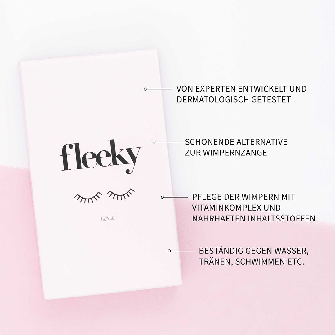 fleeky Wimpernzange Lashlift Kit - Wimpernlifting wie vom Profi – einfache Anwendung, Lashlifting Set, vegan, für natürlich geschwungene & gepflegte Wimpern