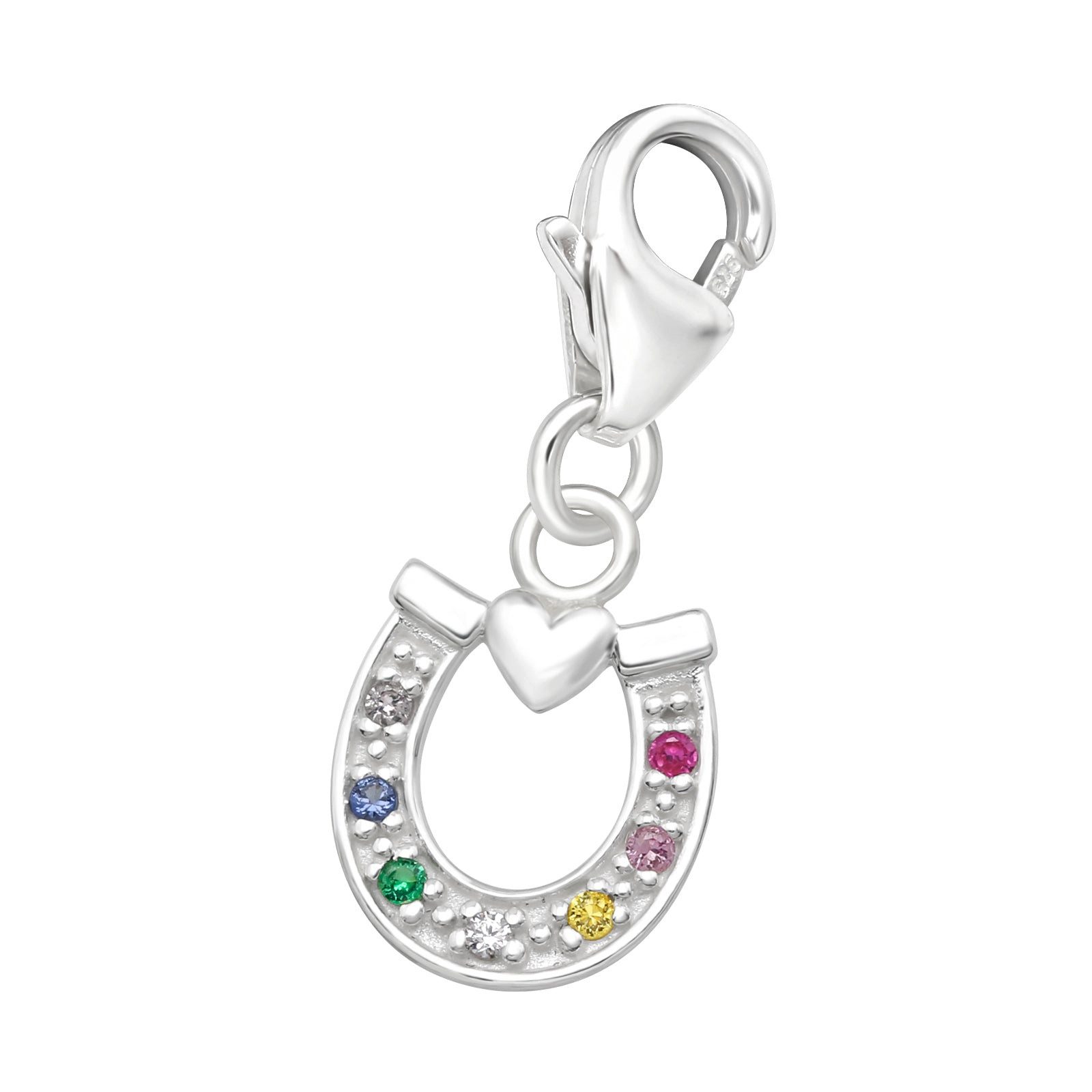 Charm-Einhänger Charm Anhänger Hufeisen Zirkonia 925 Silber