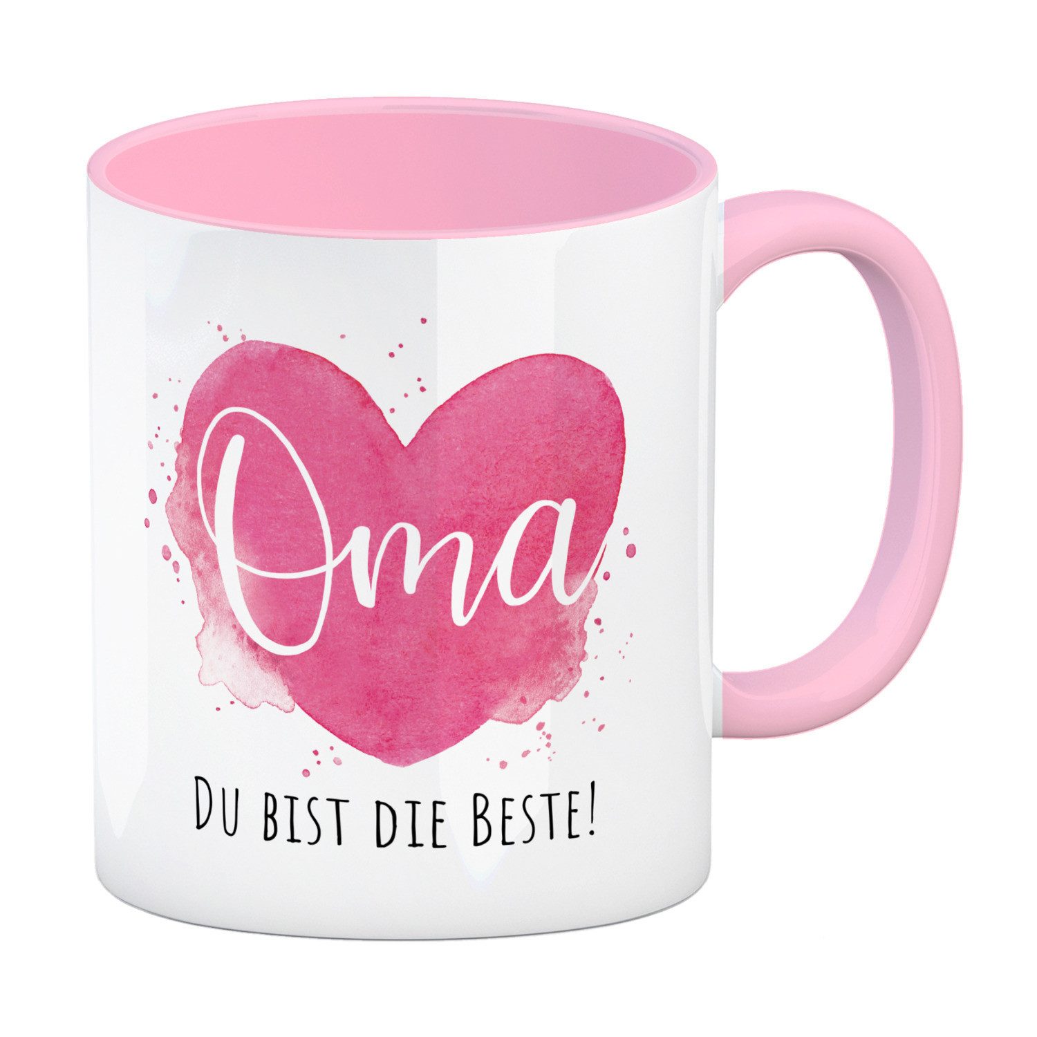Tasse Beste Oma Kaffeebecher in rosa mit Spruch Oma Du bist die Beste