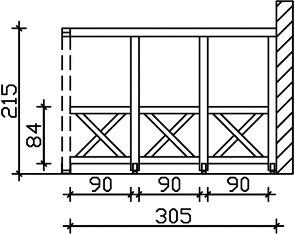 Thumbnail - Skanholz Carport-Seitenwand Andreaskreuz, BxH:305x210 cm, Wandanbau