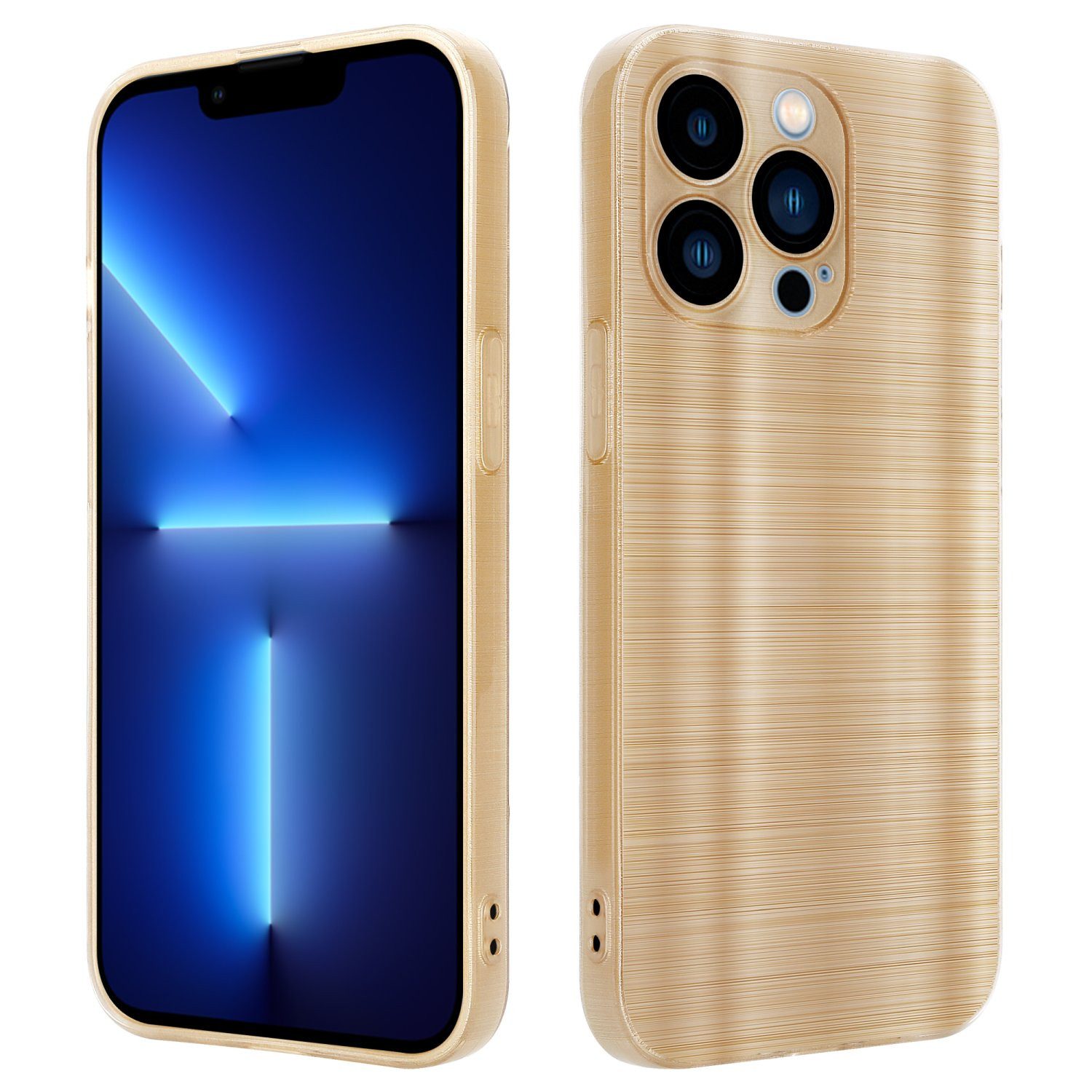 Cadorabo Handyhülle für iPhone 13 PRO Hülle Apple iPhone 13 PRO, Schutzhülle - TPU Silikon Hülle - im Brushed Design