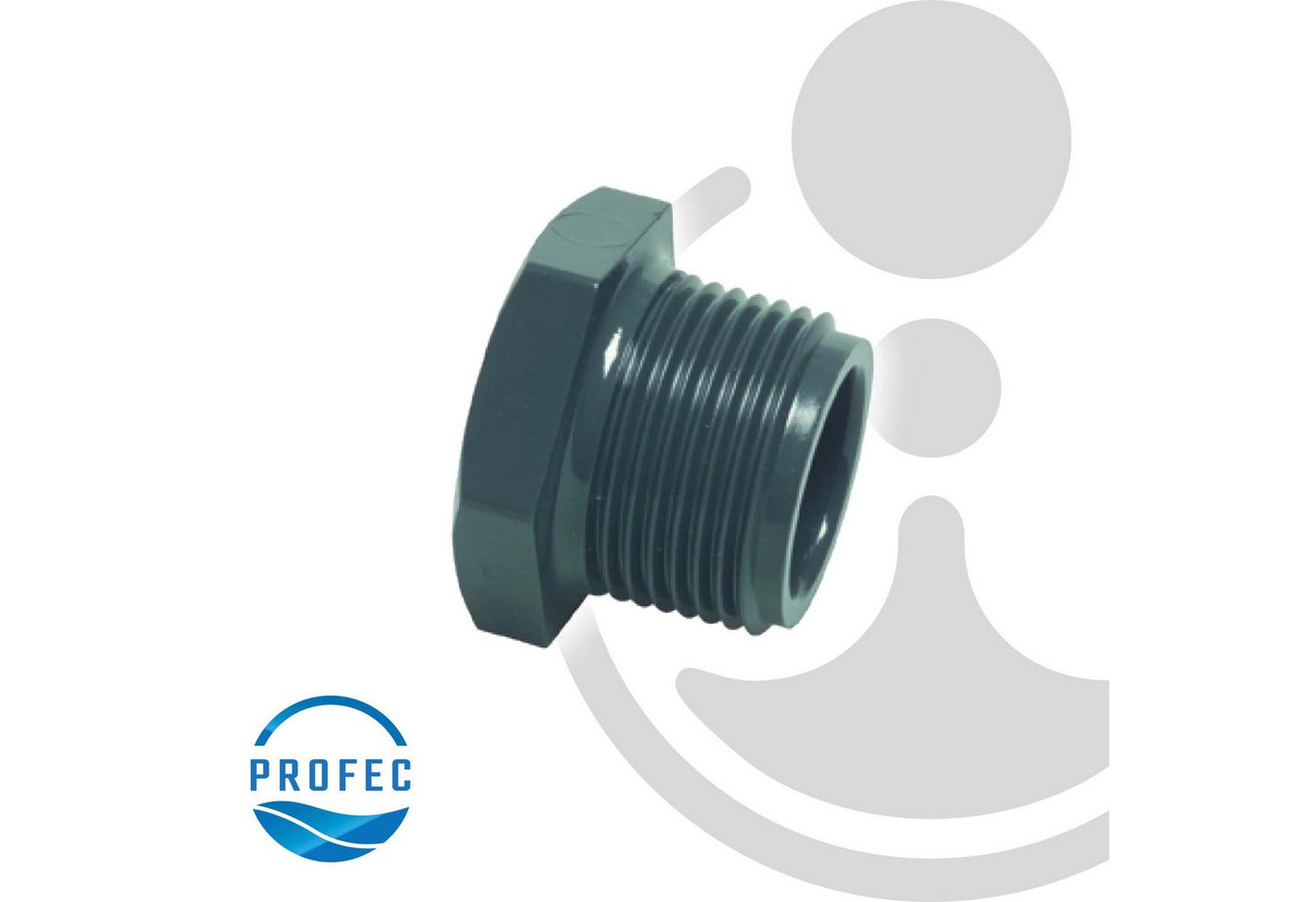 Thumbnail - Profec Gewindefitting Gewindestopfen PVC-U - 10 bar, grau, 2 1/2 Zoll AG