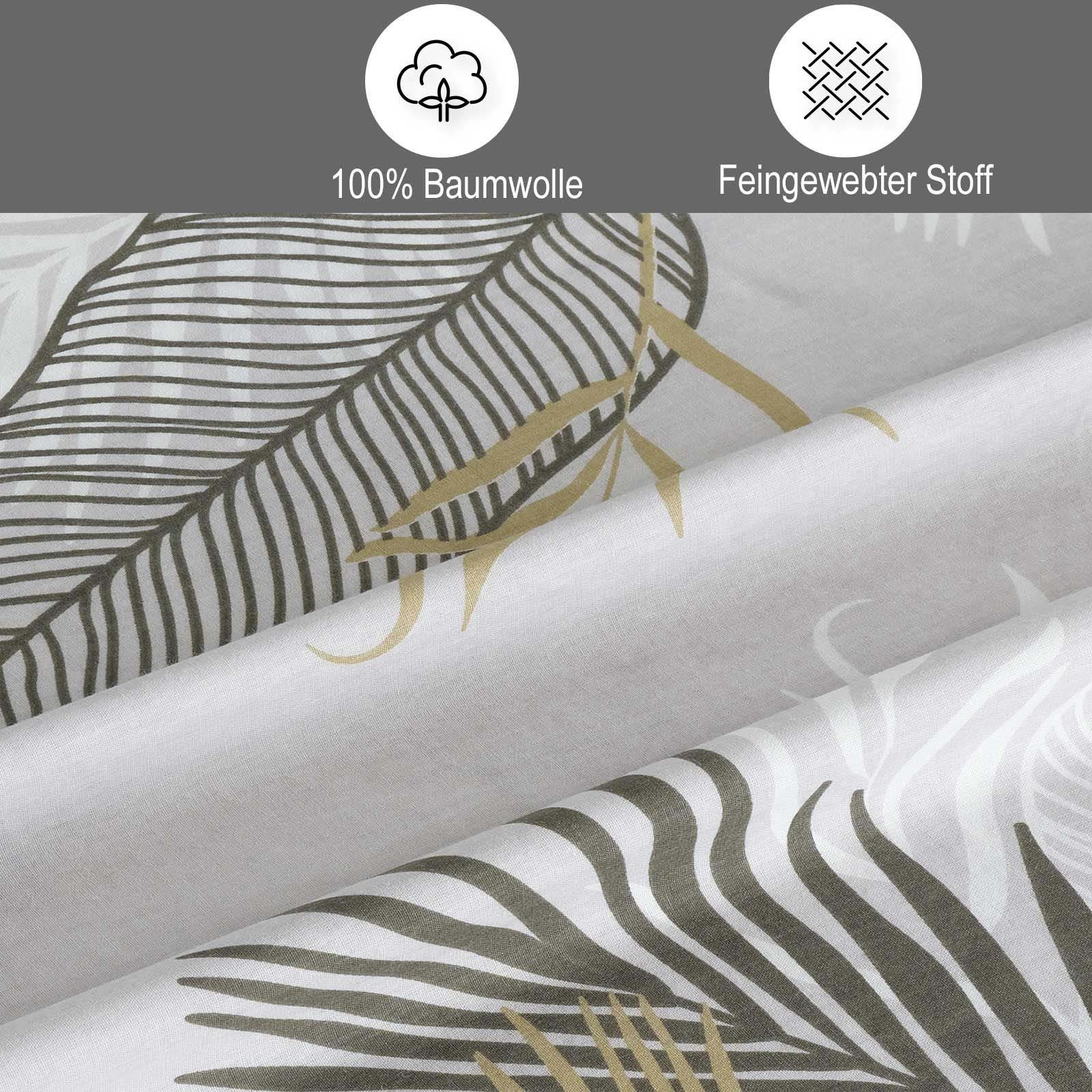 Buymax Bettwäsche Willow, Renforcé: 100% Baumwolle, 3 teilig, Premium 100% Baumwolle Bettbezug-Set 200x220 cm mit Reißverschluss